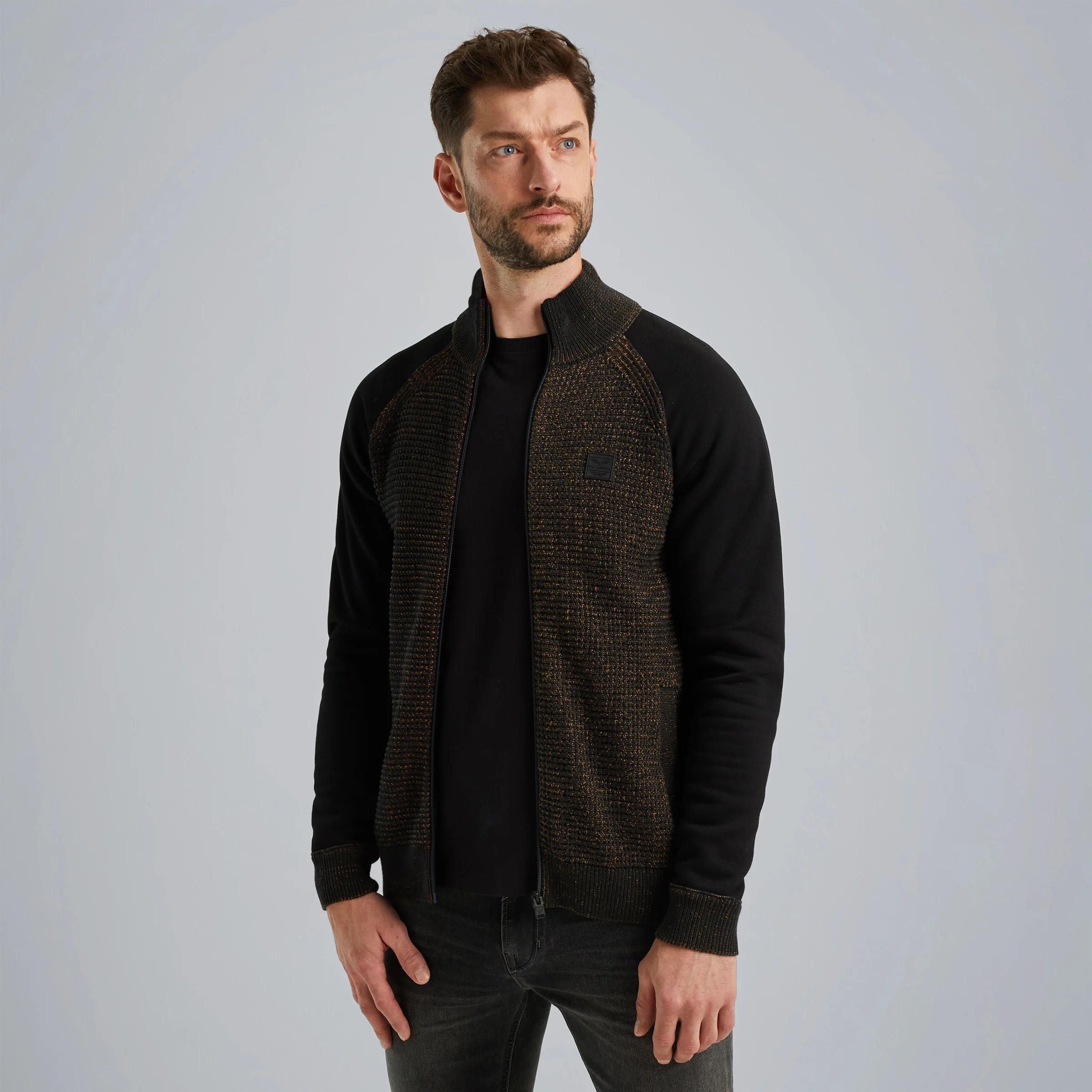 Cardigan with zipper closure Black