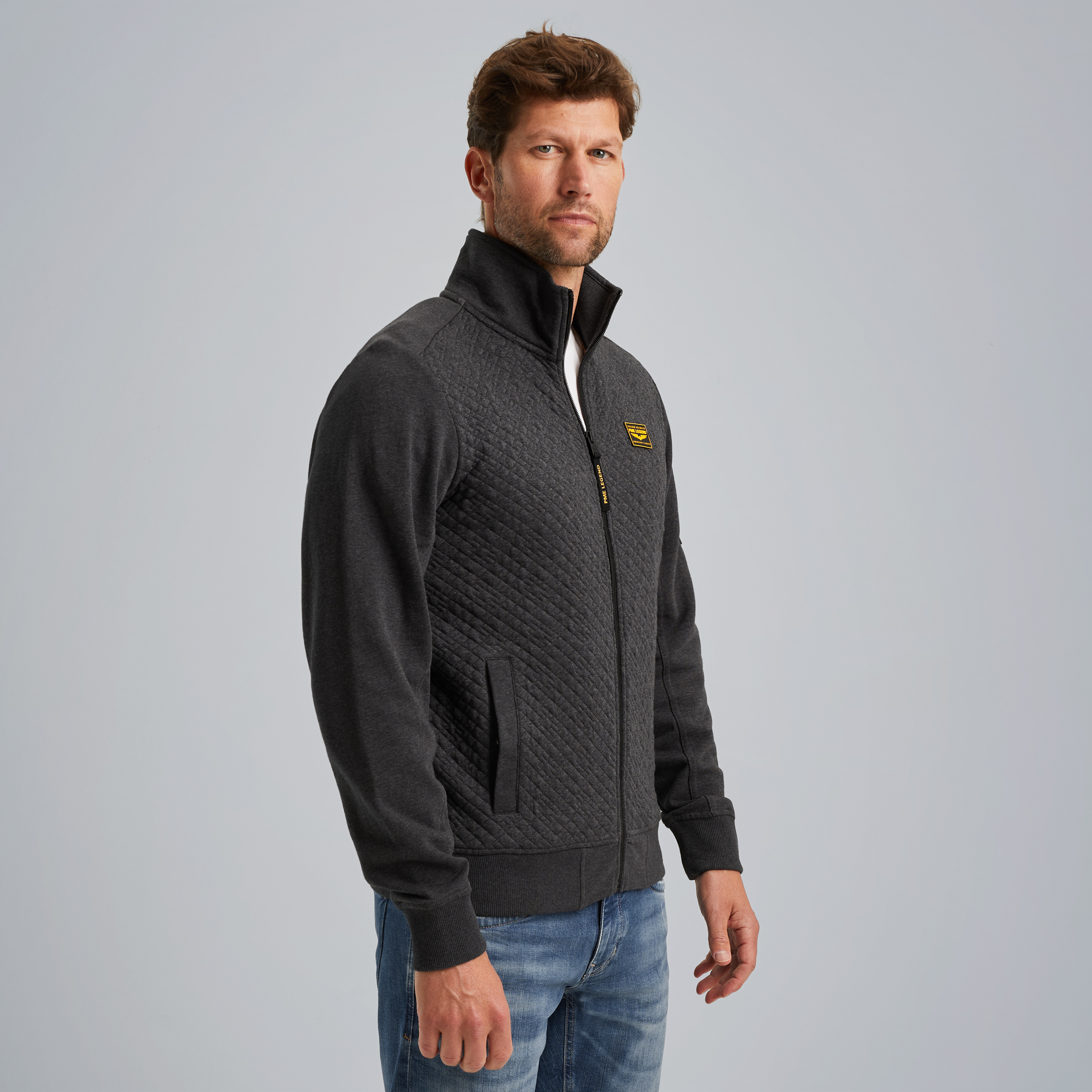 Sweat jacket with zipper closure Grey