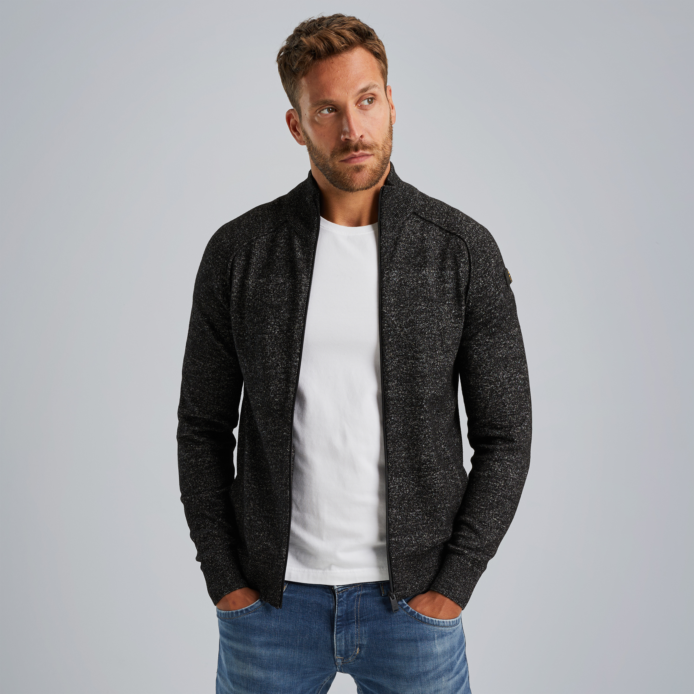 Cardigan with zipper Grey