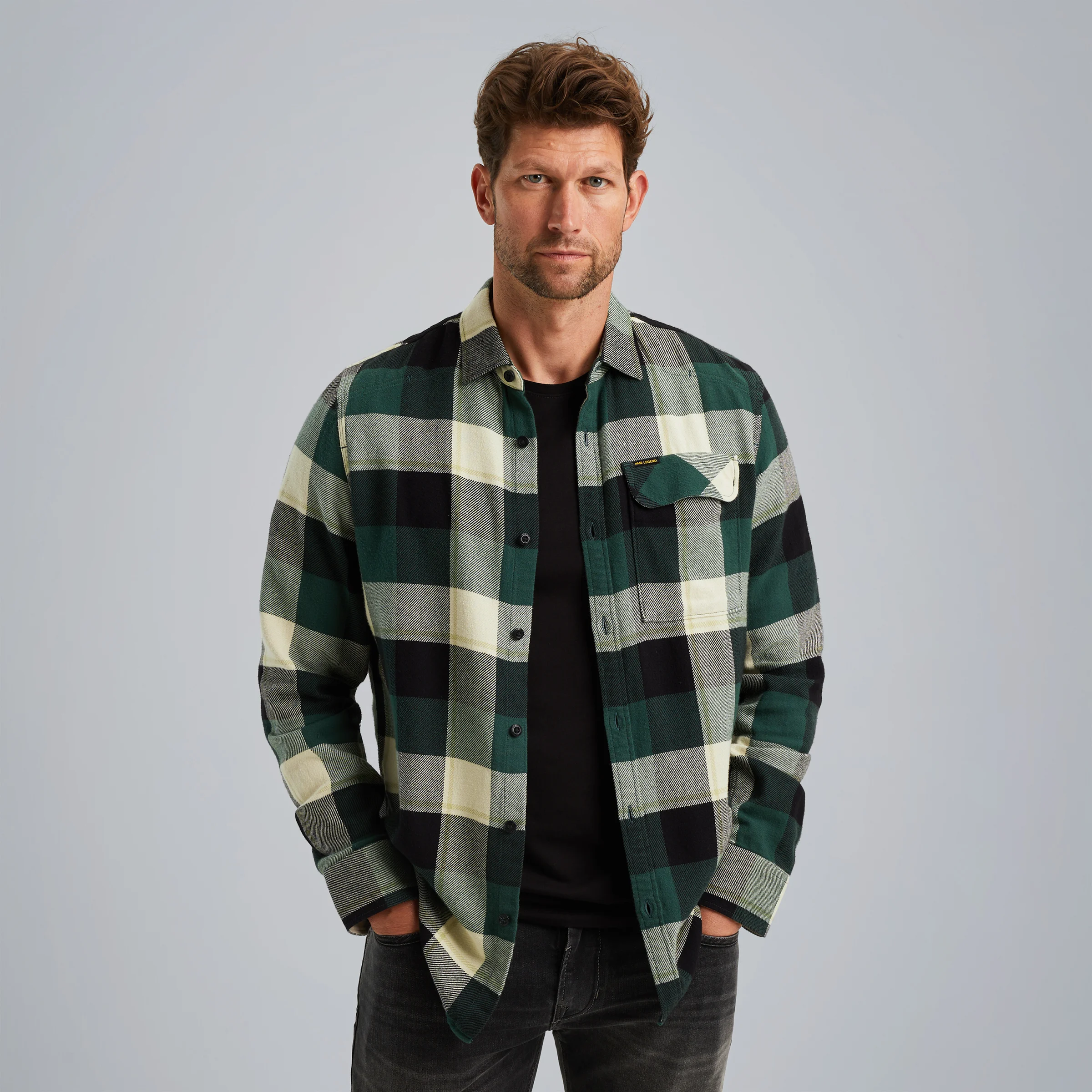 Shirt with check pattern Green
