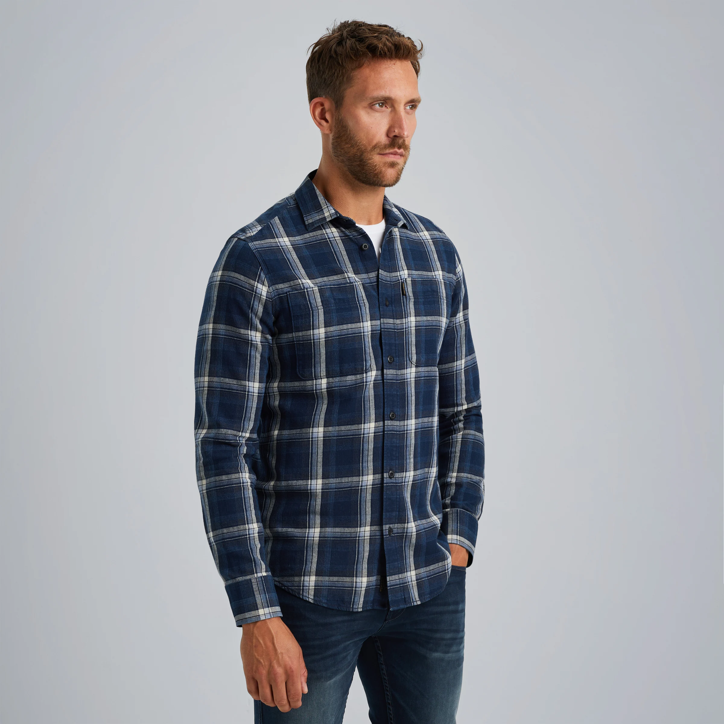 Shirt with check pattern Blue