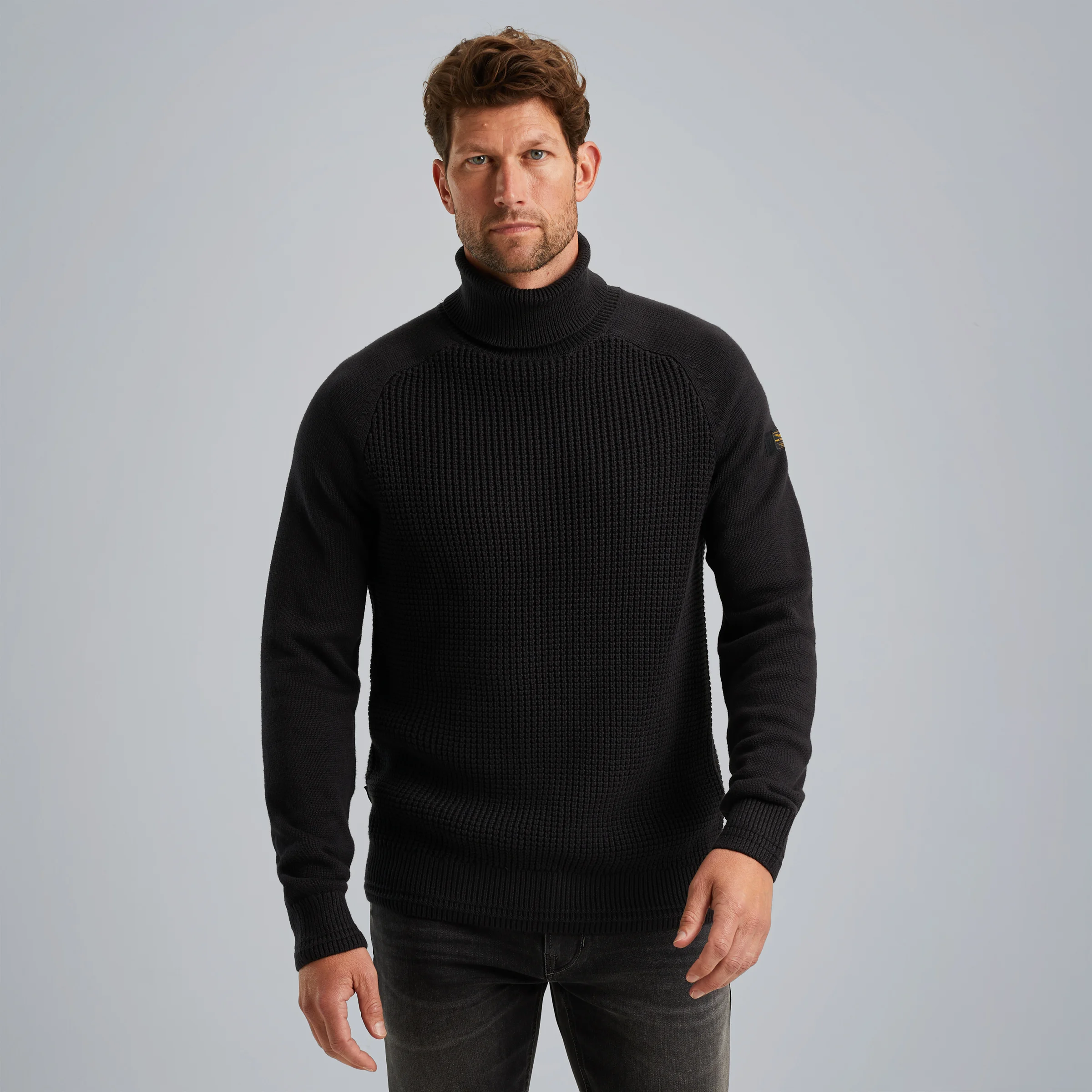 Turtleneck pullover with texture Black