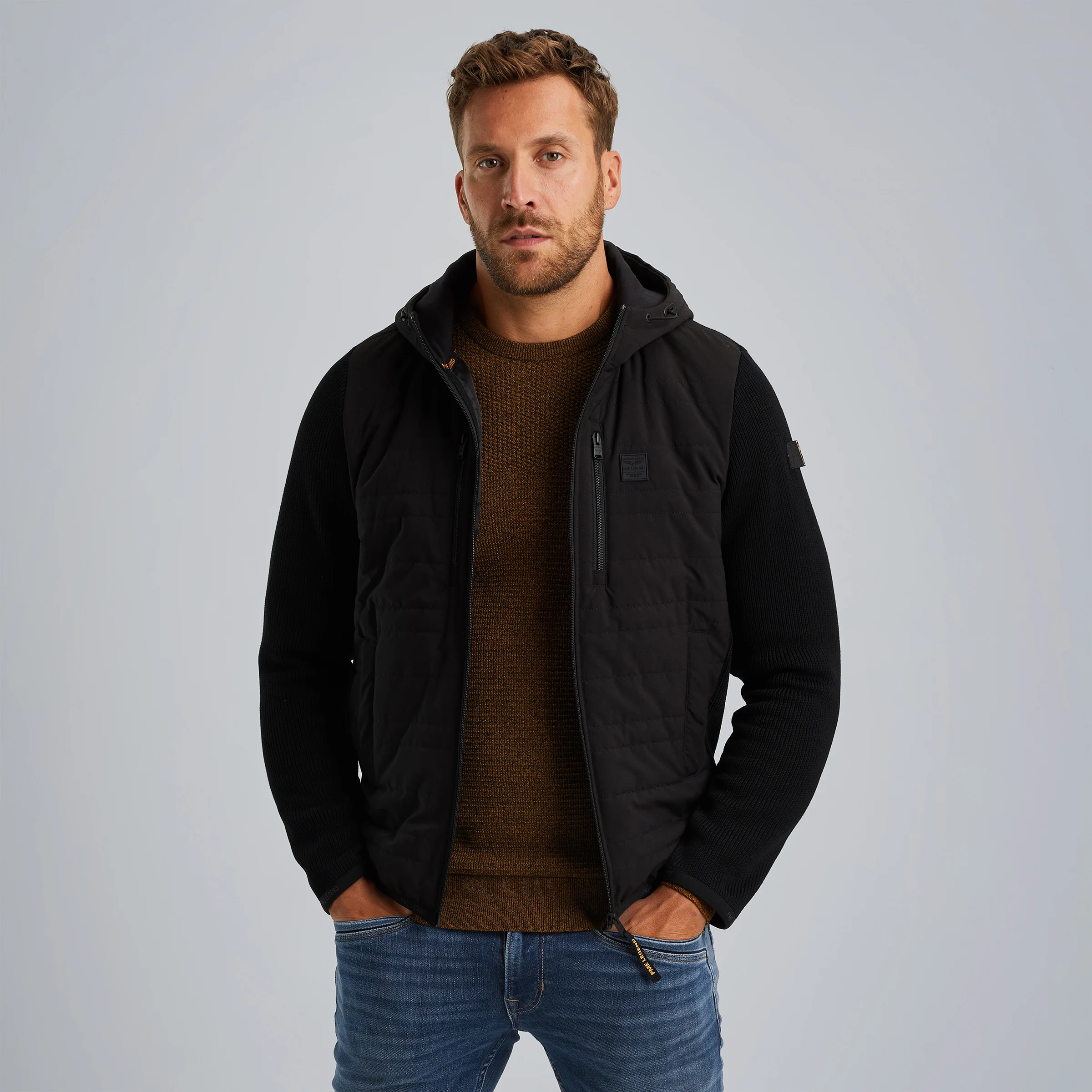 Hybrid jacket in a material mix Black