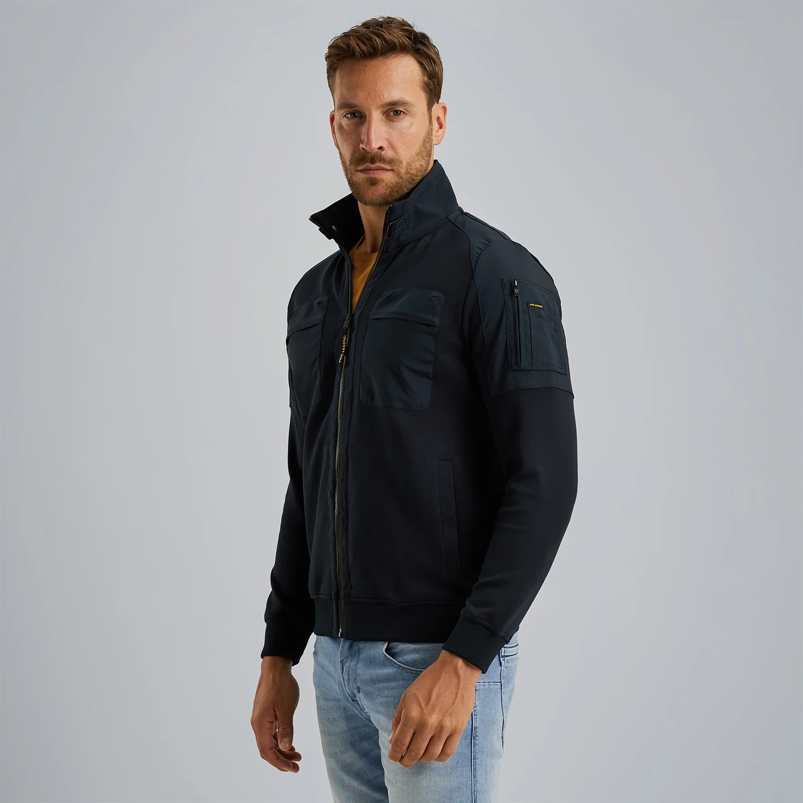 Hybrid jacket in a material mix Blue