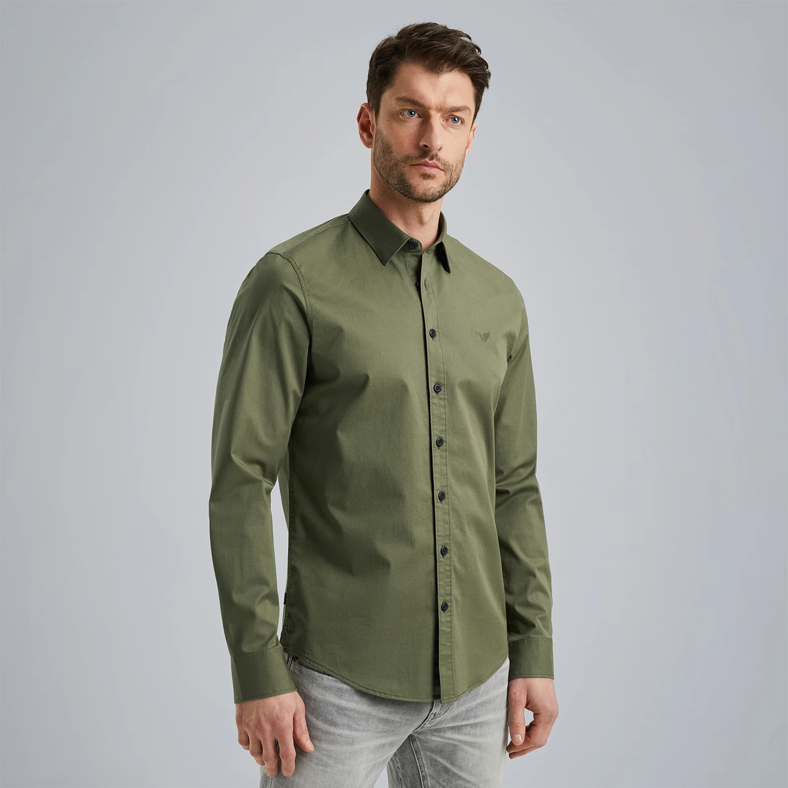 Shirt in cotton twill Green