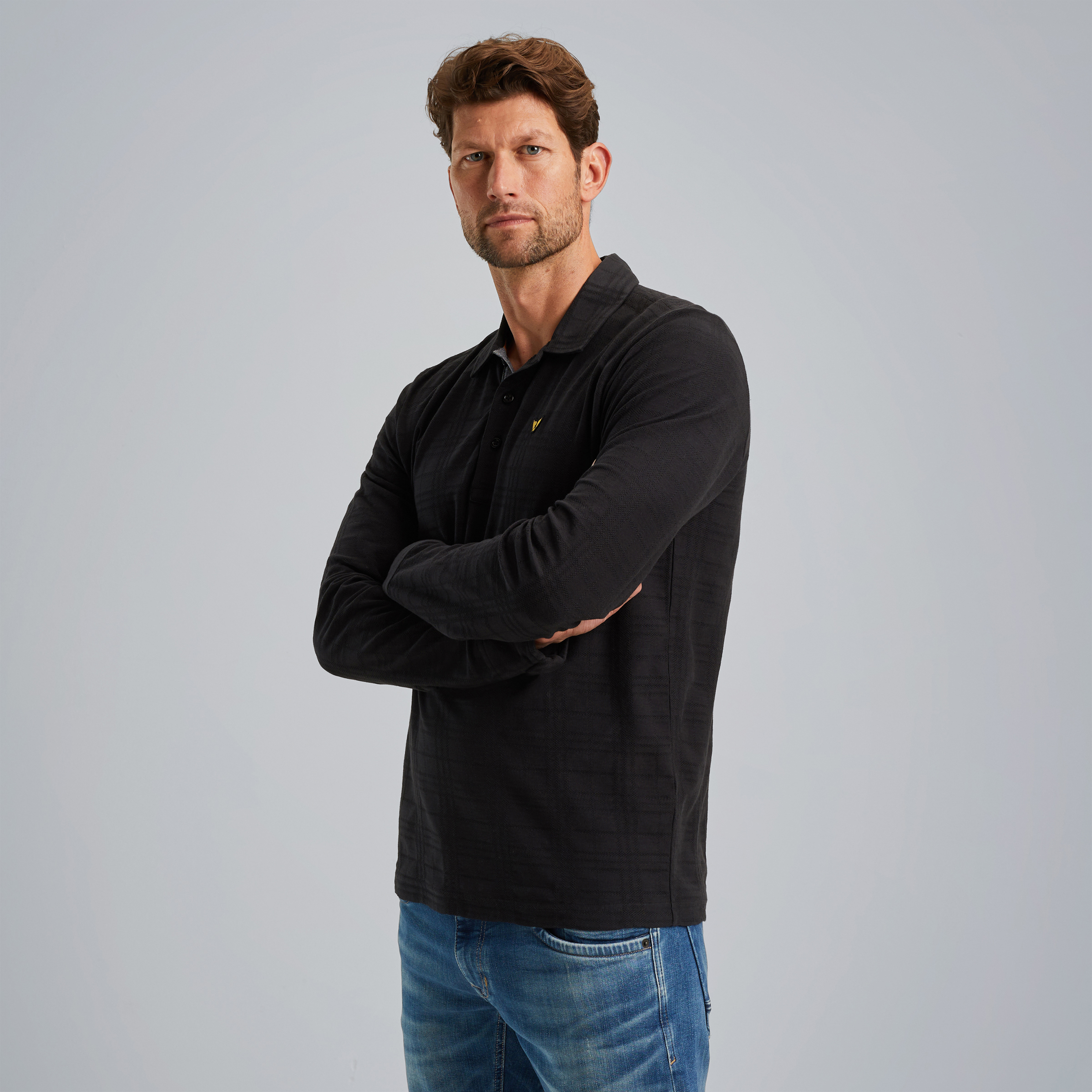 Polo shirt with long sleeves Grey