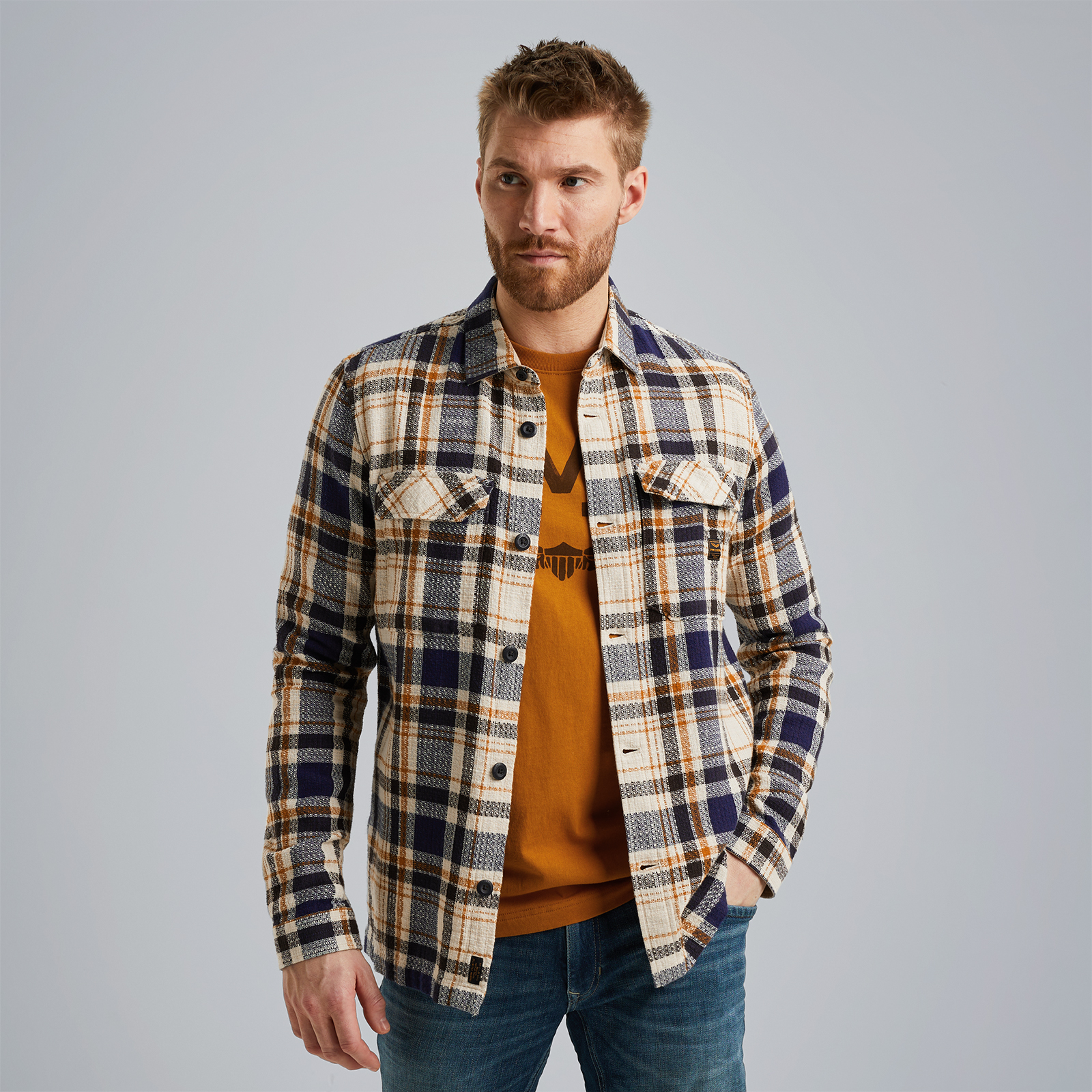 Shirt with check pattern Blue
