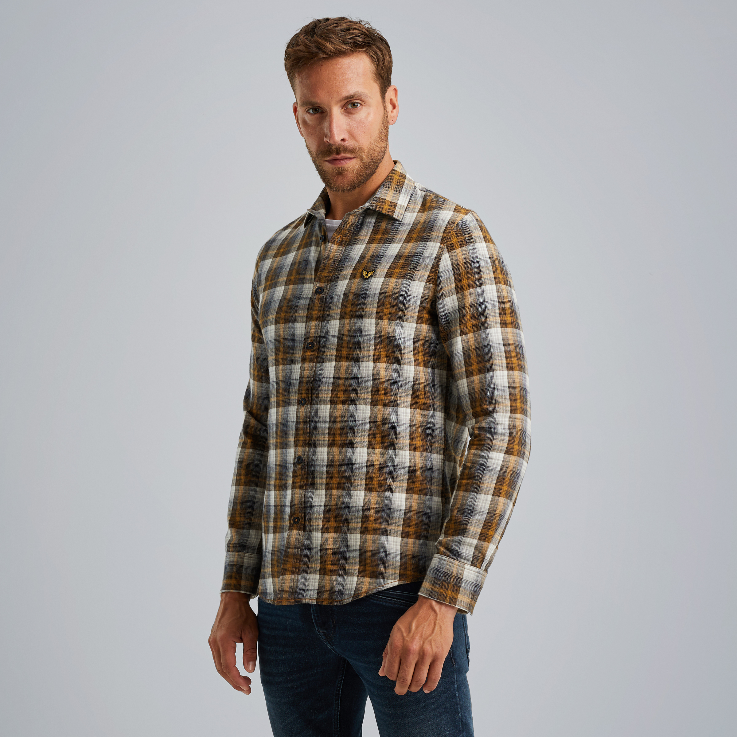 Shirt with check pattern Brown