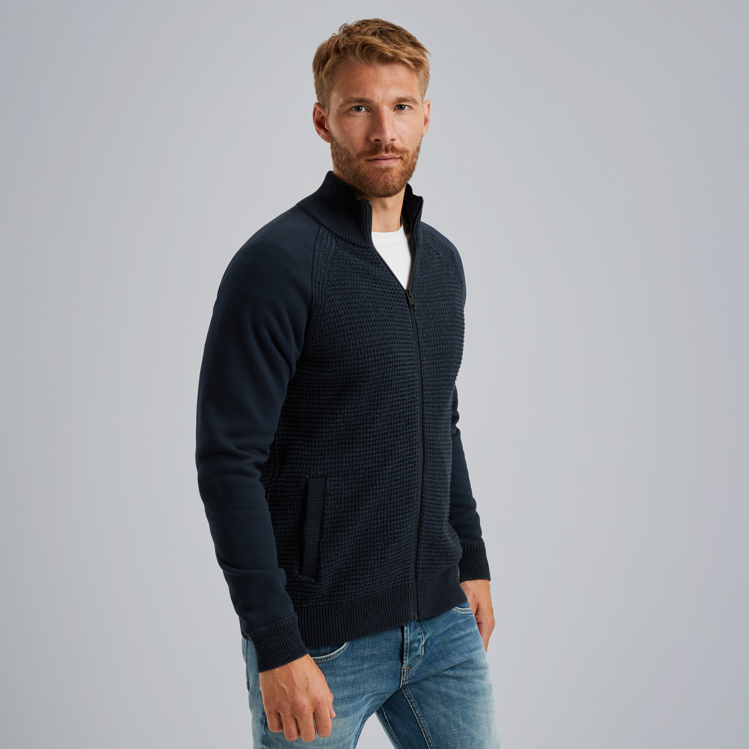 Cardigan with zipper closure Blue