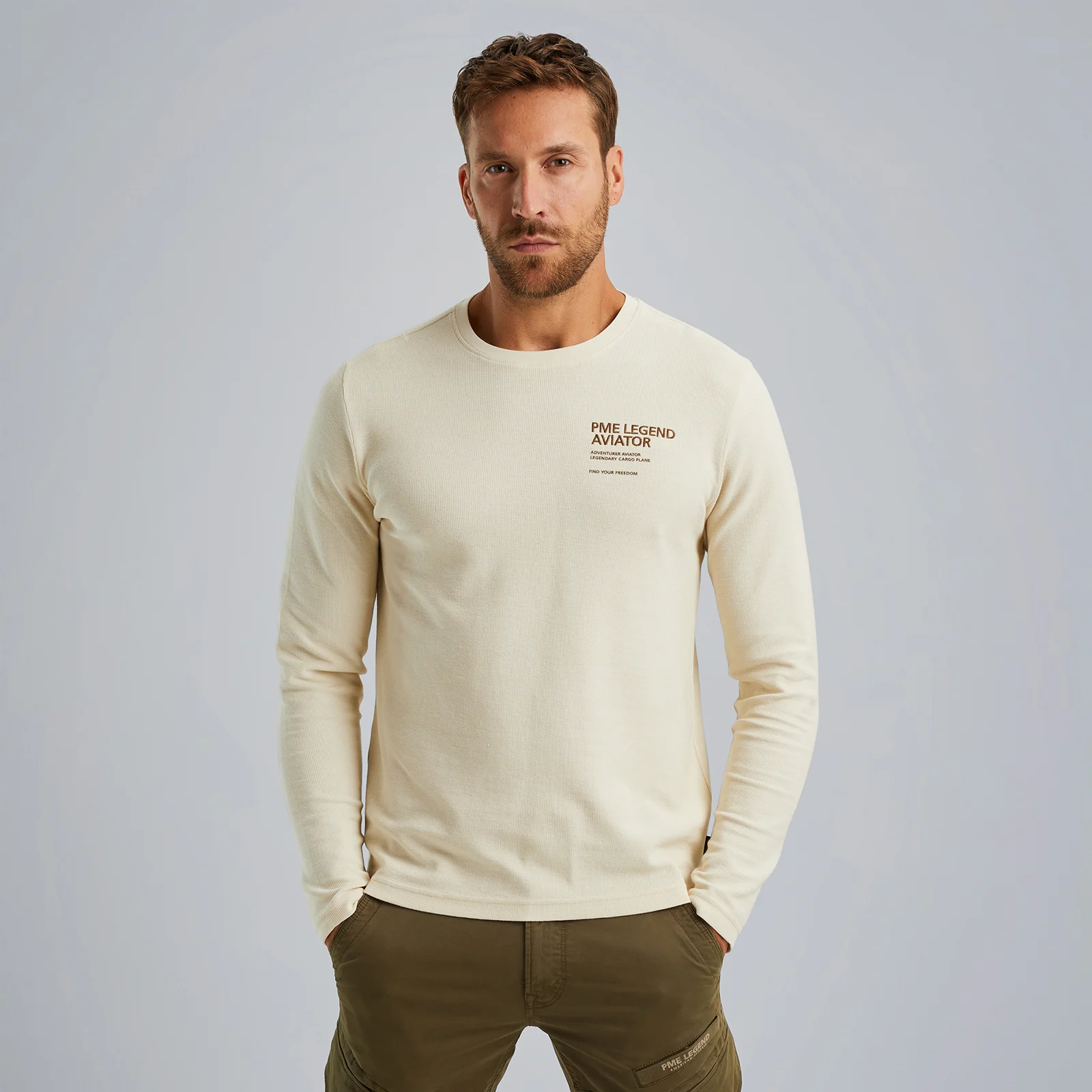 T-shirt with long sleeves Beige