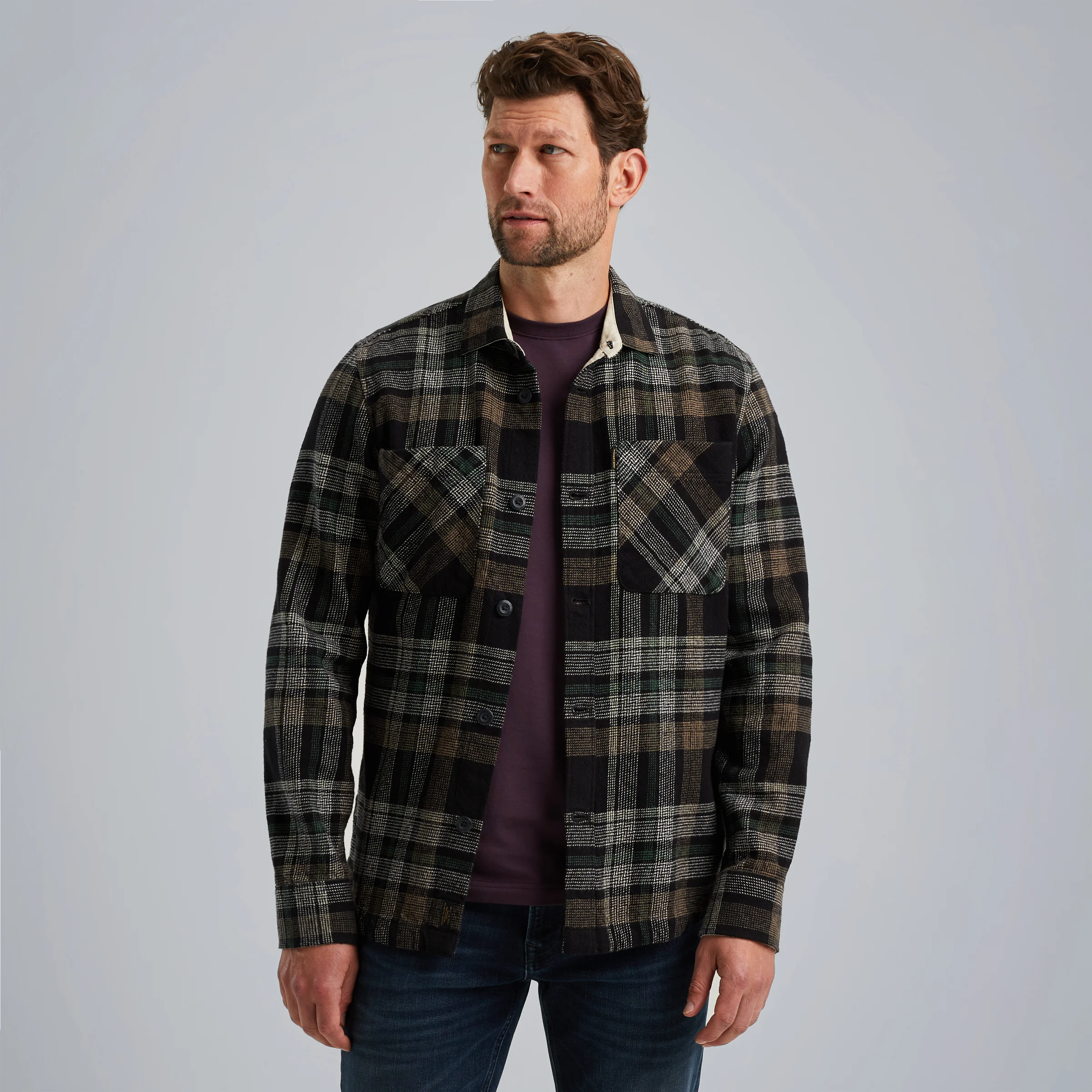 Shirt with check pattern Grey