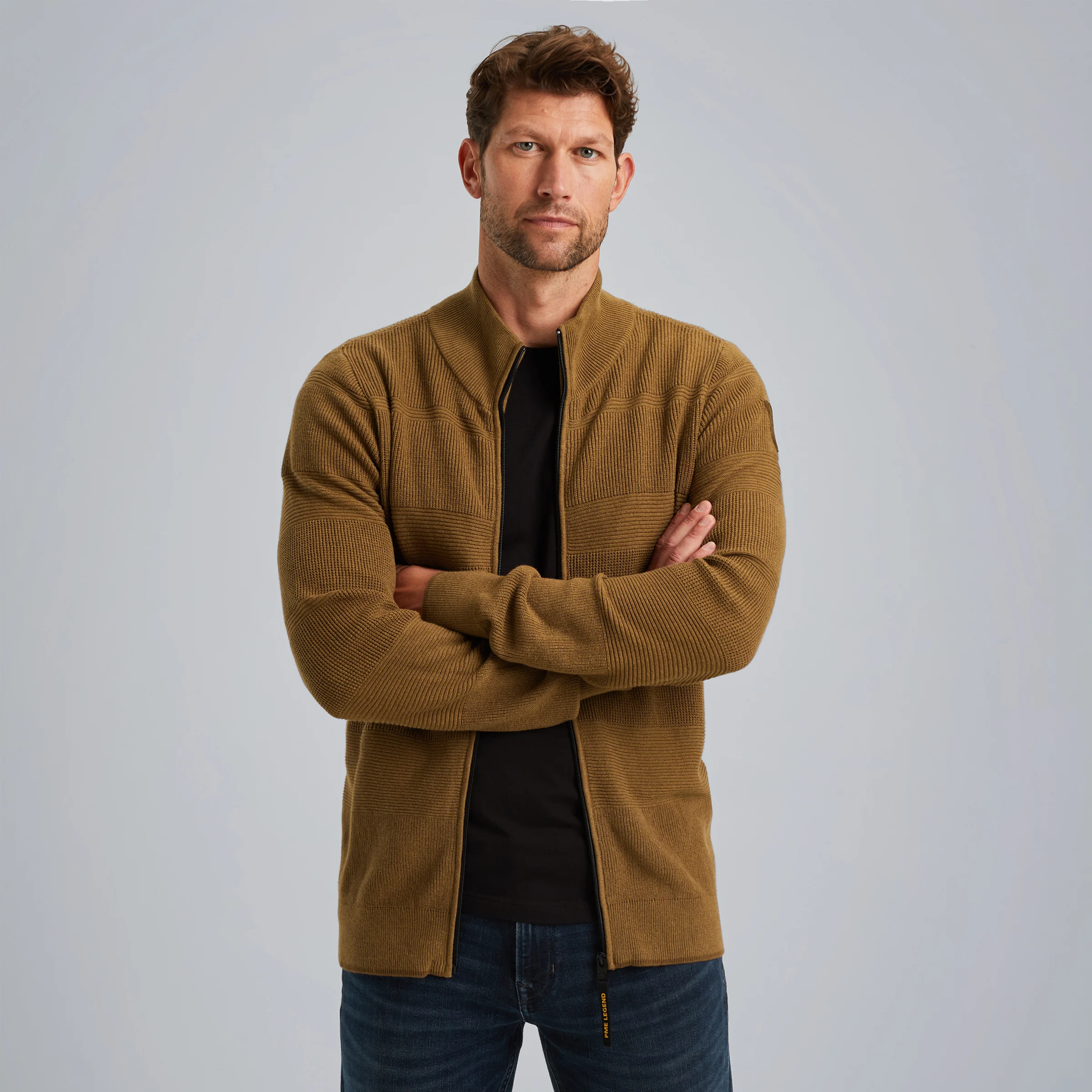 Cardigan with zipper Brown