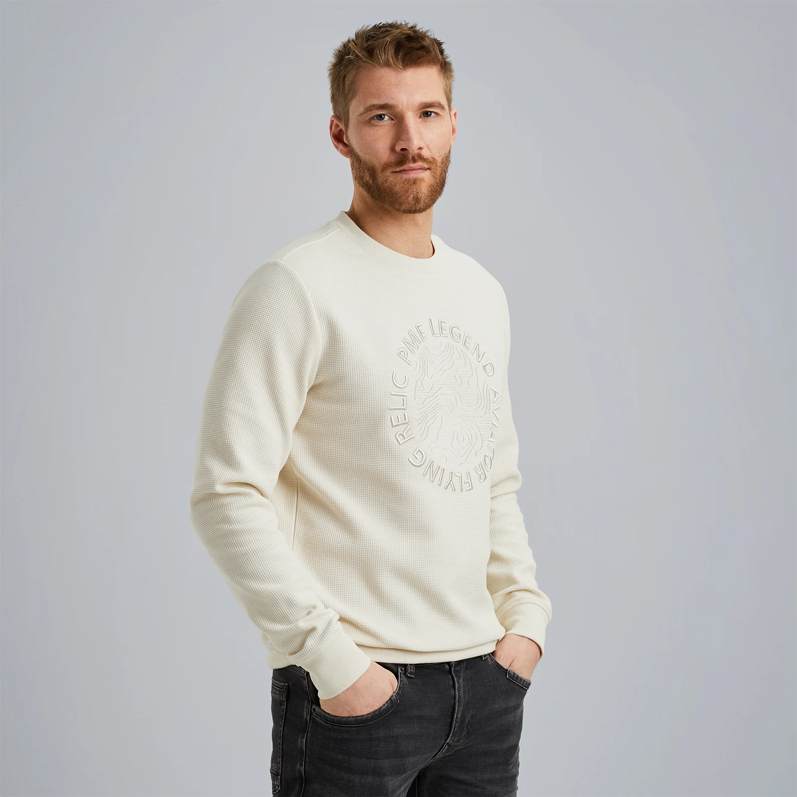 Sweatshirt with waffle structure Beige
