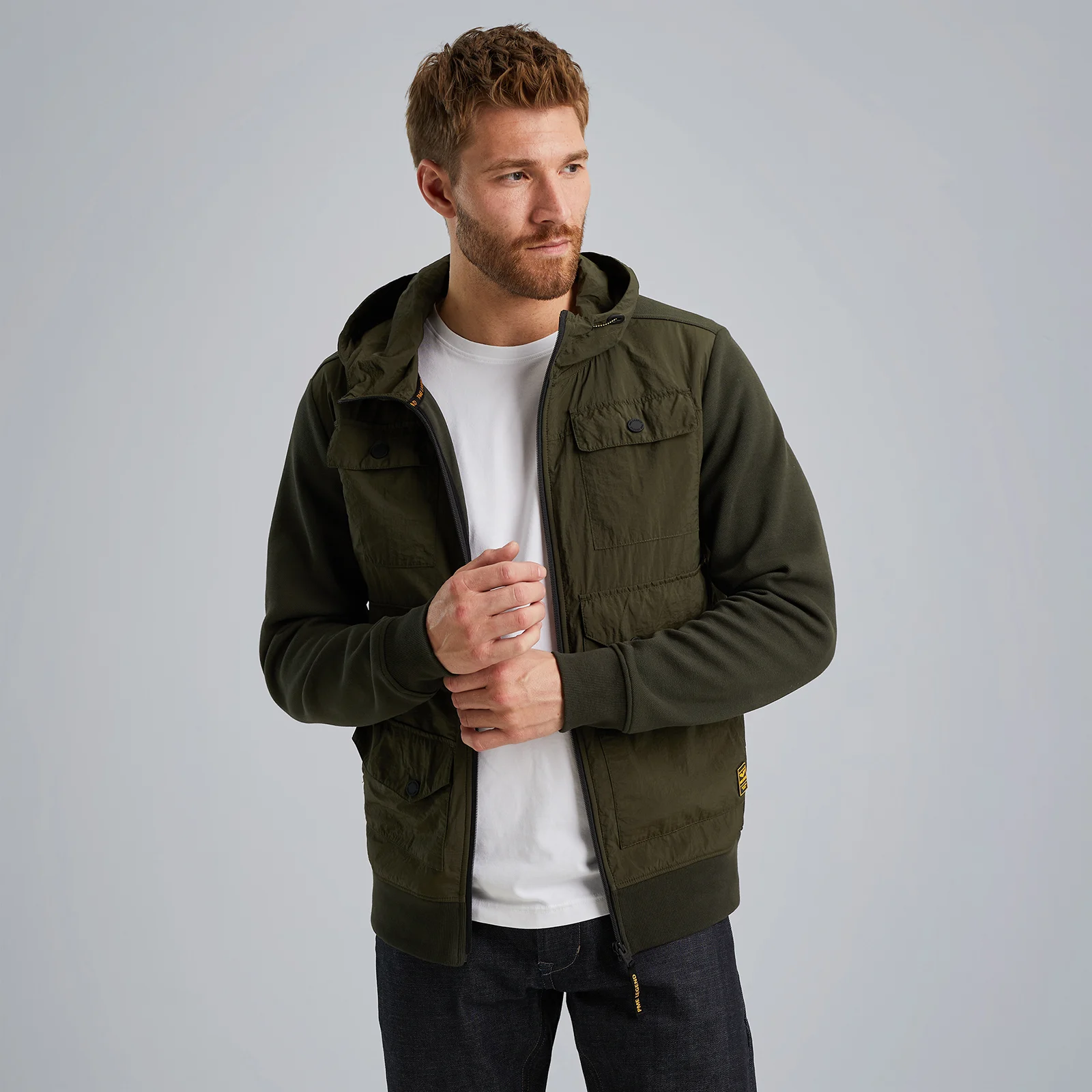 Hybrid jacket with hood Green