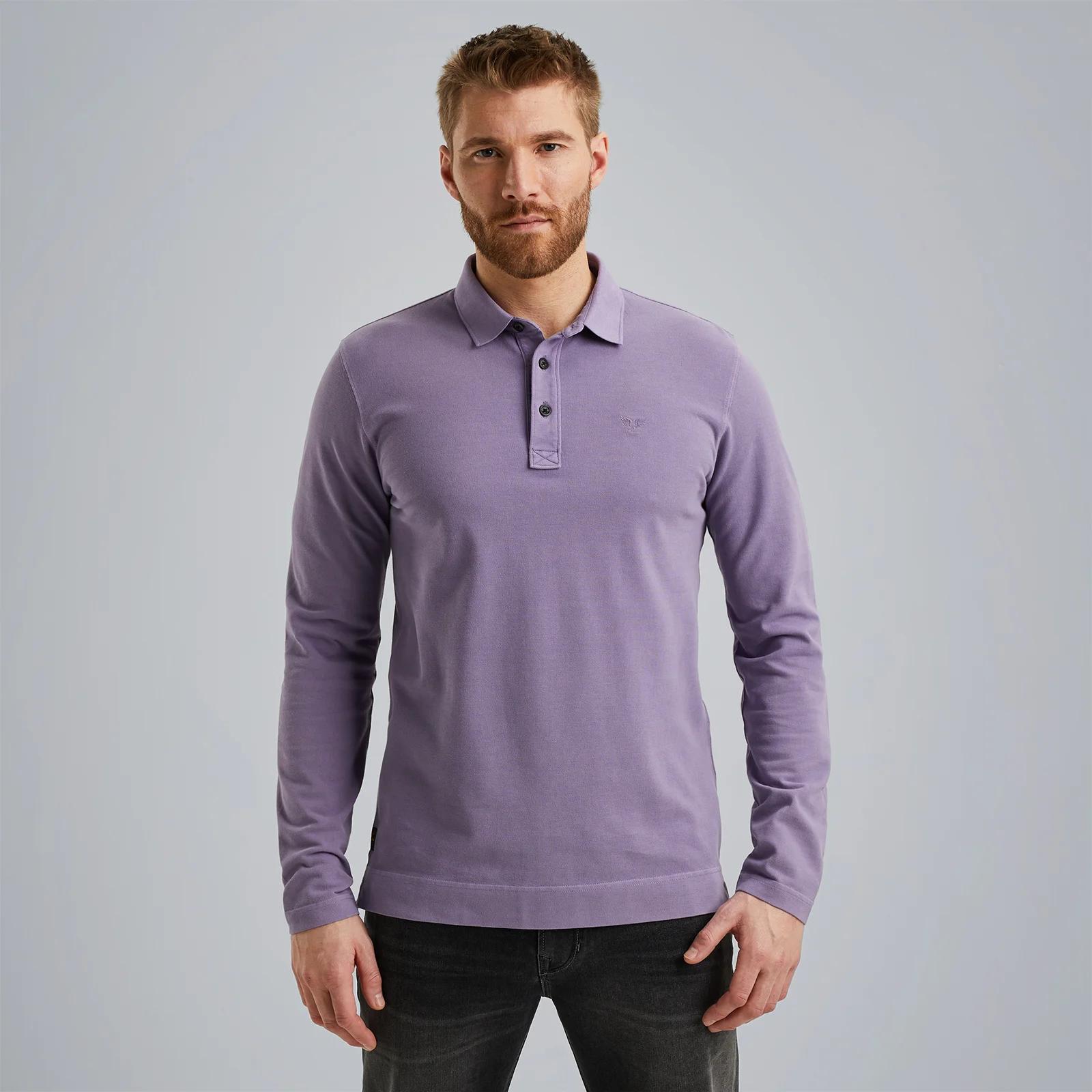 Polo shirt with long sleeves Purple
