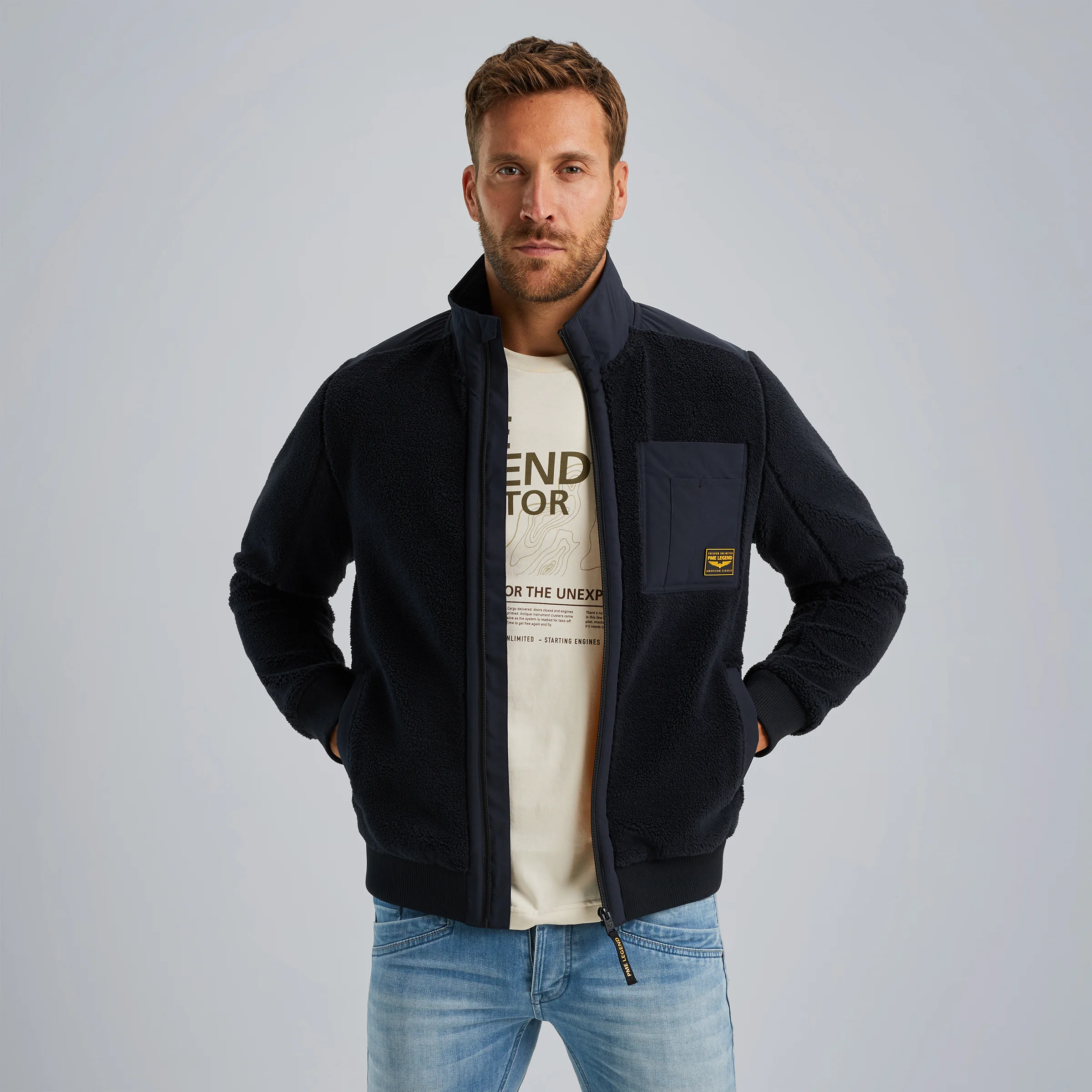 Cardigan in teddy fabric Blue