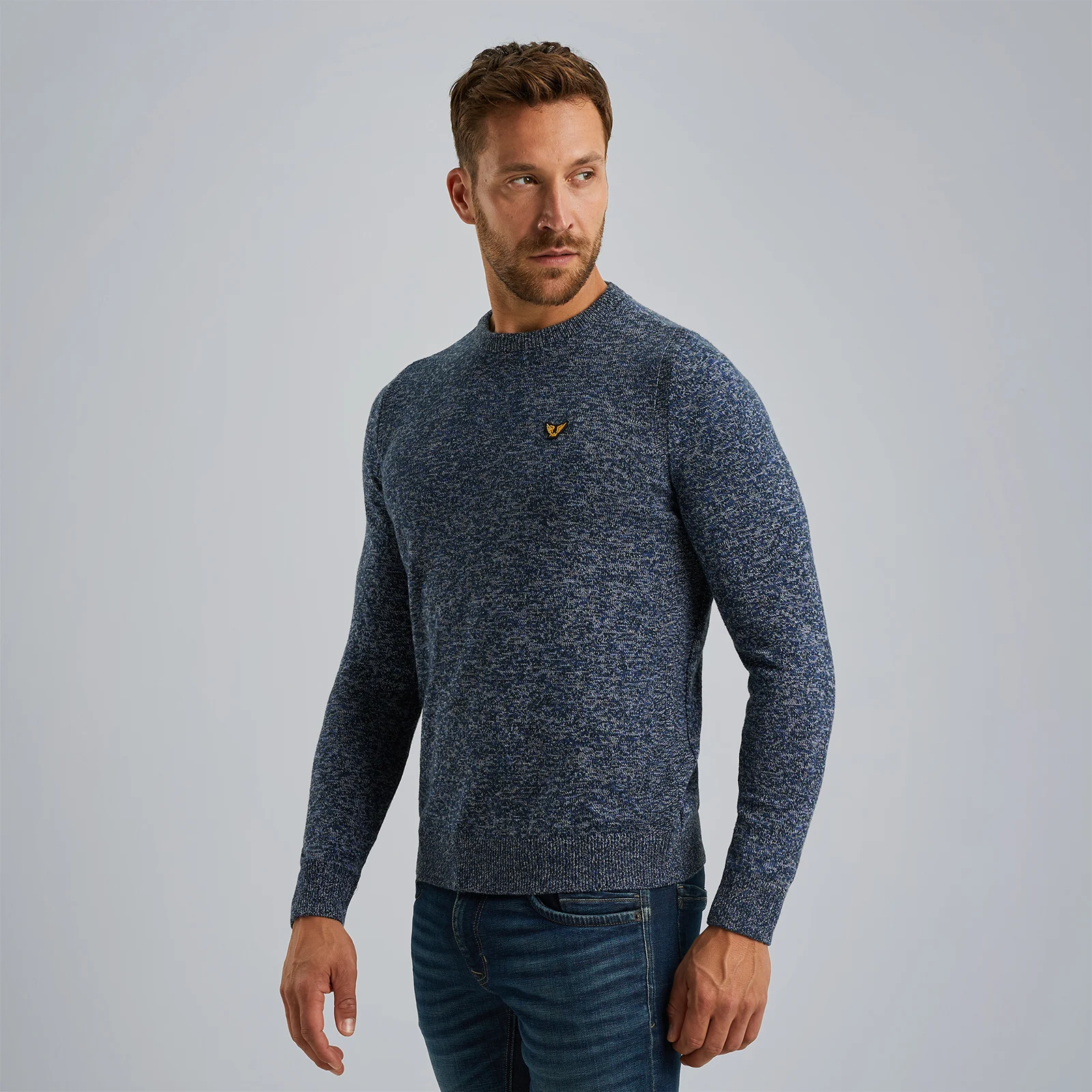 Pullover made of mouliné yarn Blue