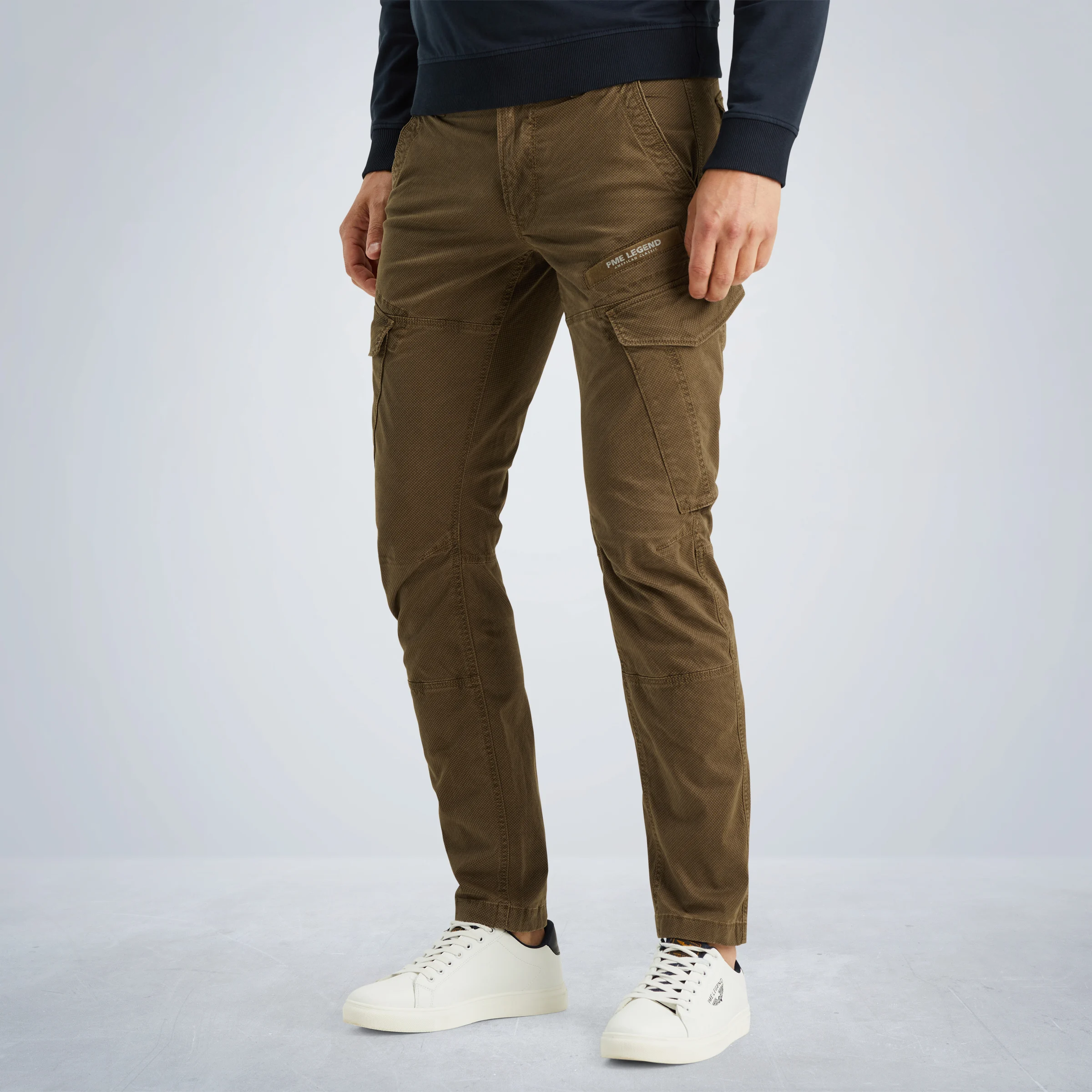 Nordrop tapered fit cargo pants with print Brown