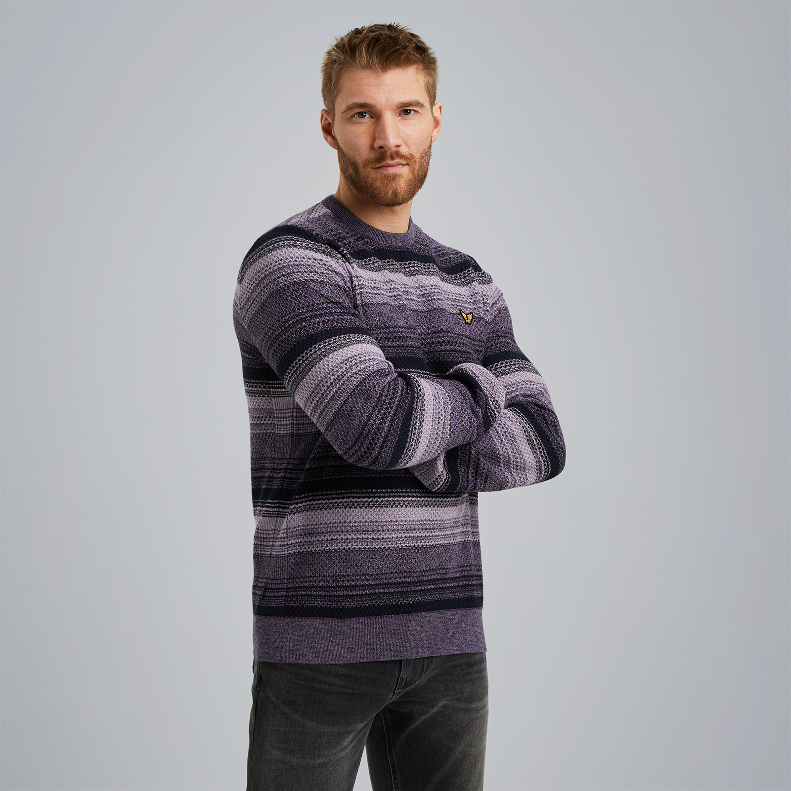 Pullover with stripe pattern Purple