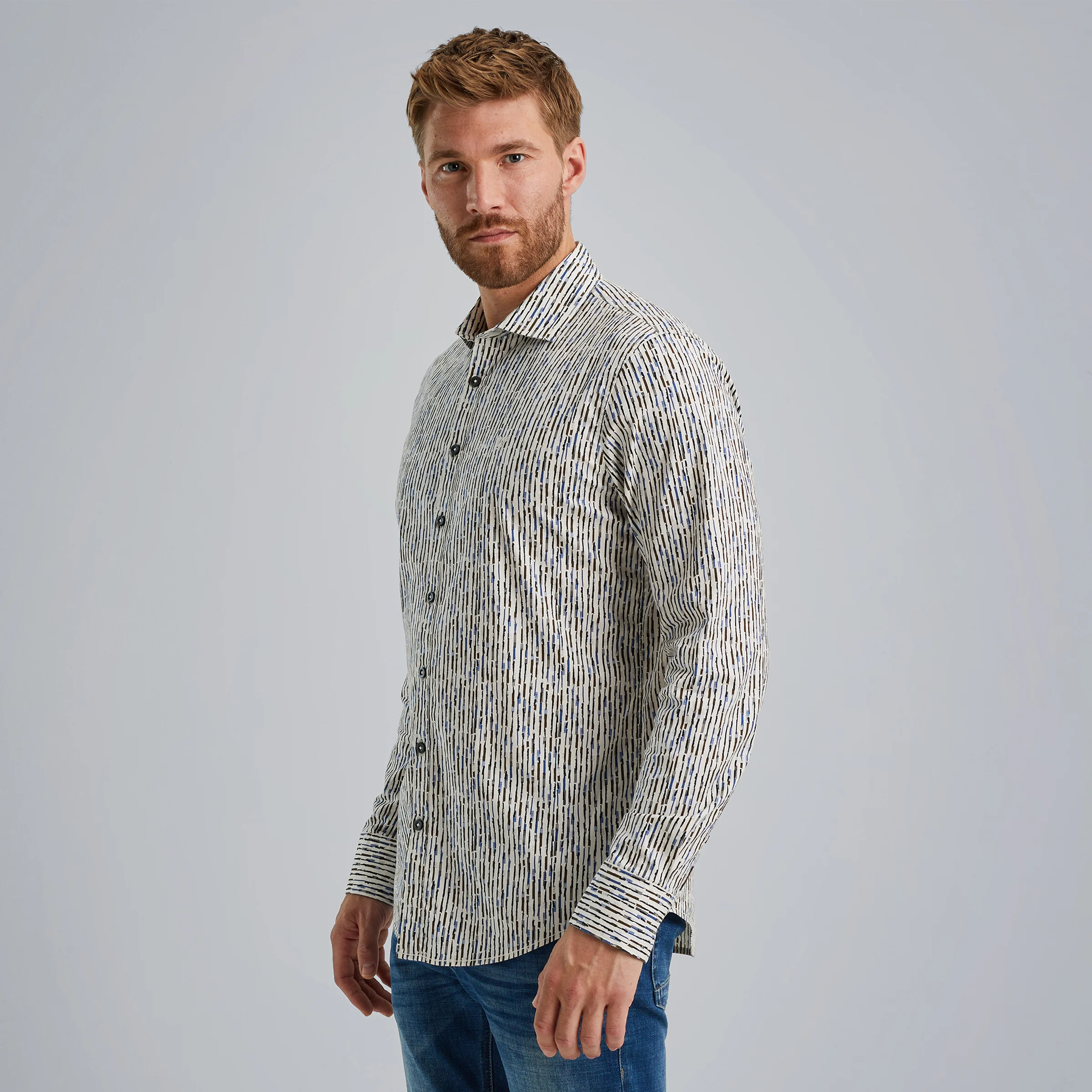 Shirt with allover pint Beige