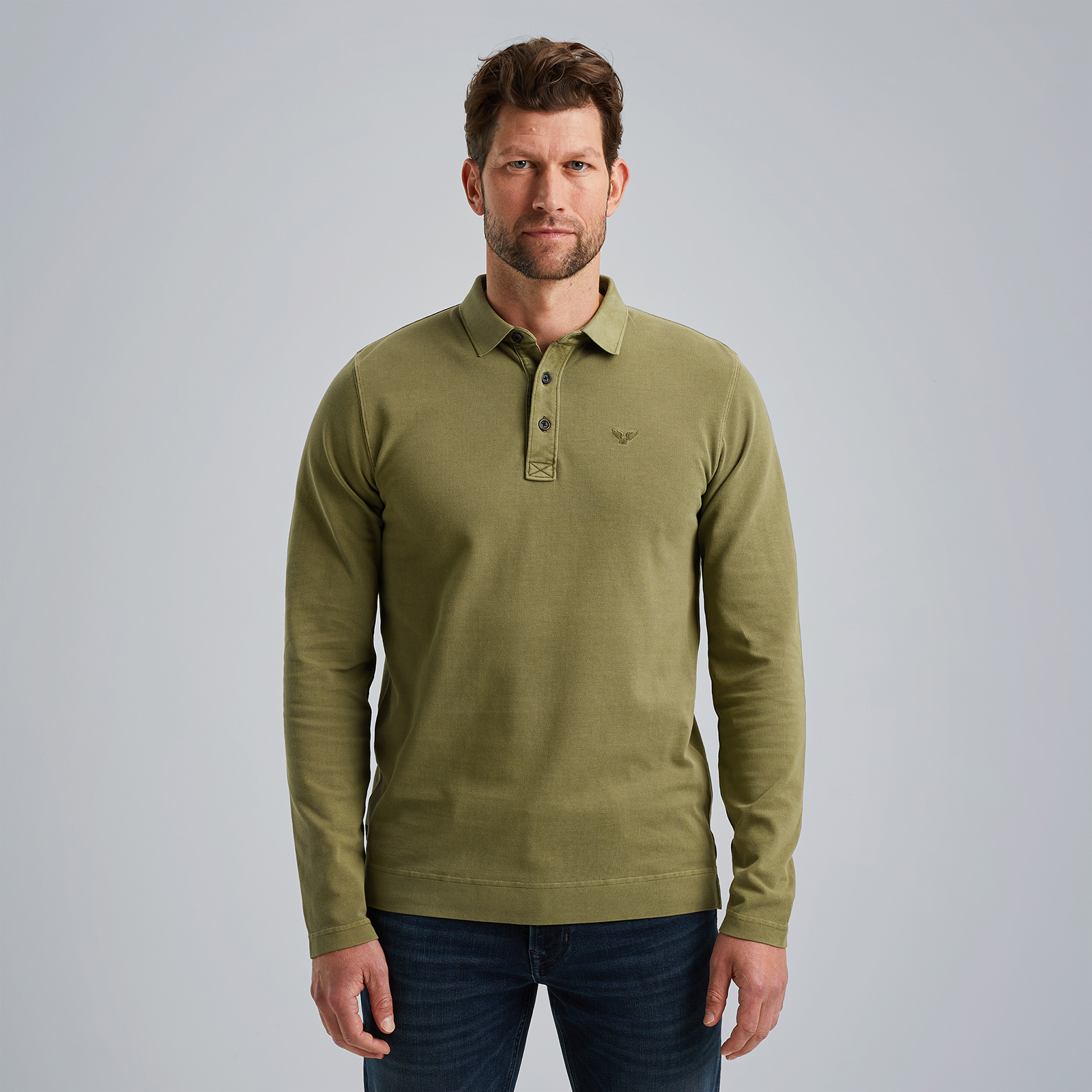 Polo shirt with long sleeves Green