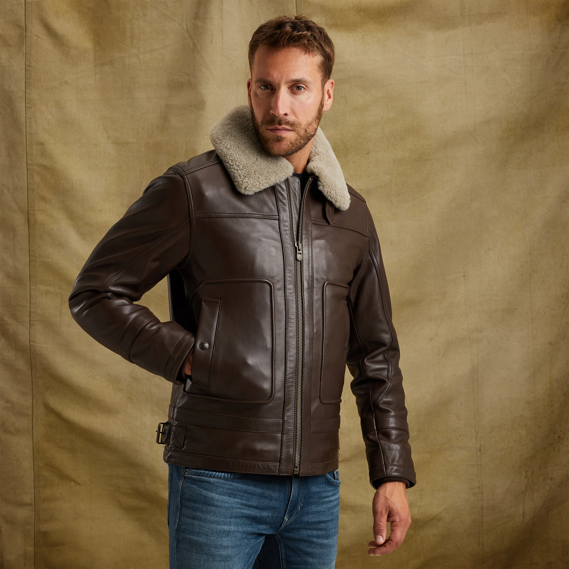 Auckland leather jacket Brown