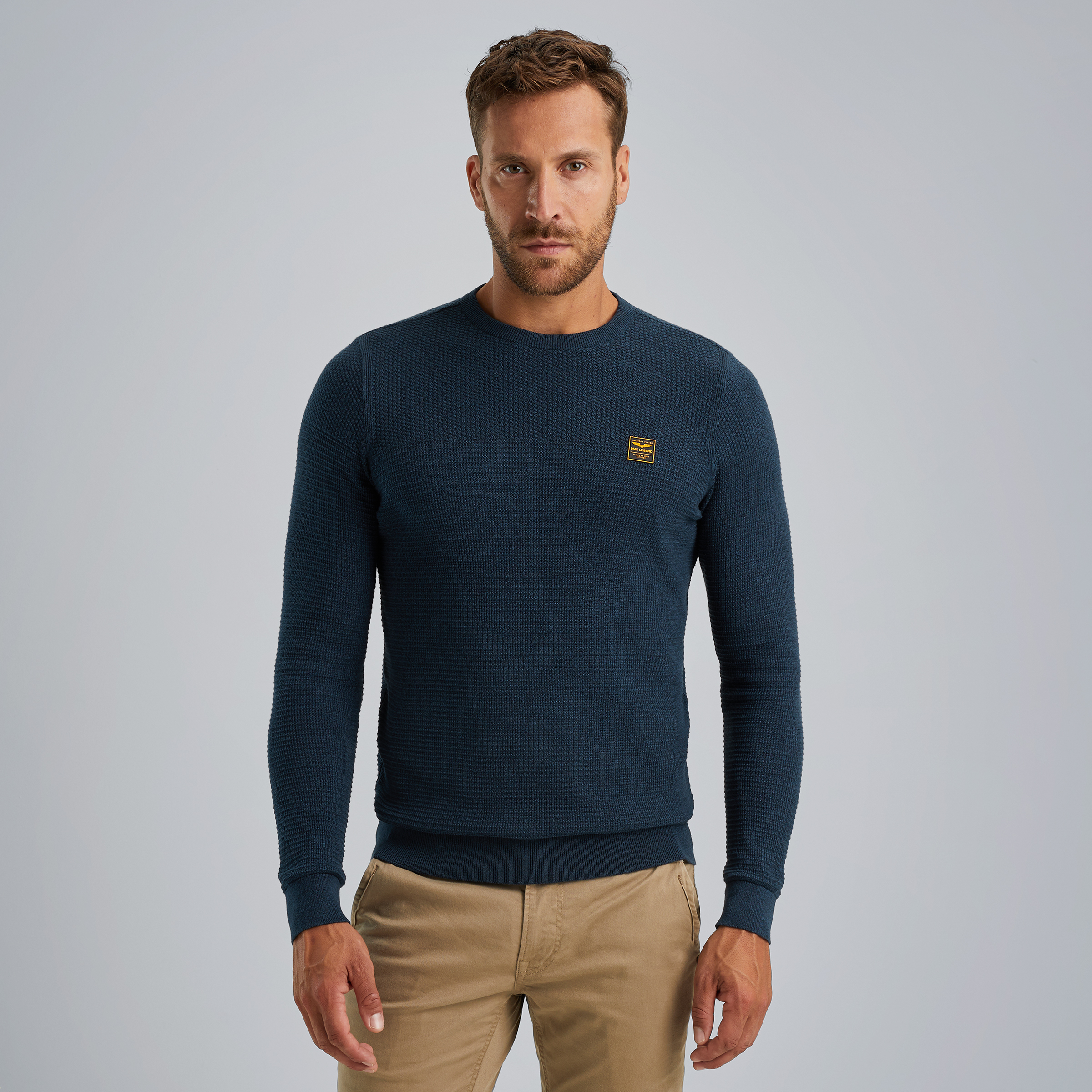 Pullover in mouliné cotton Blue