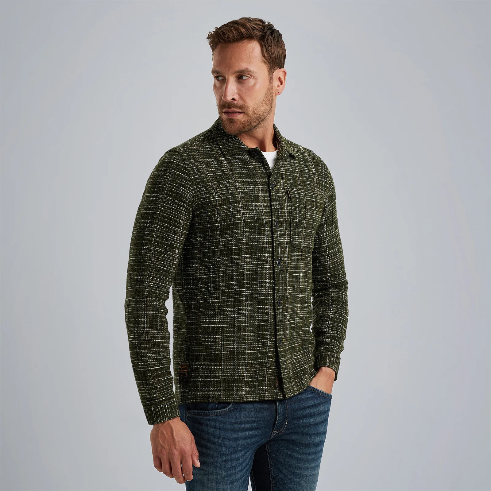 Shirt jacket with texture Green