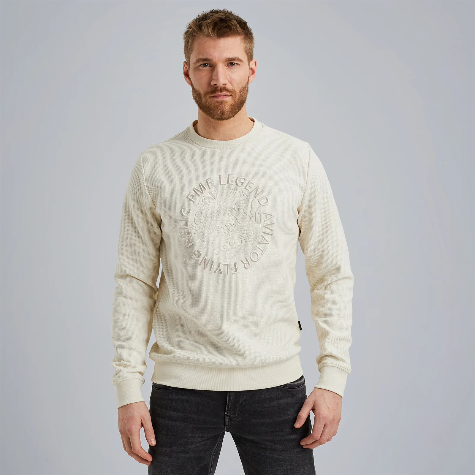 Sweatshirt with waffle structure Beige