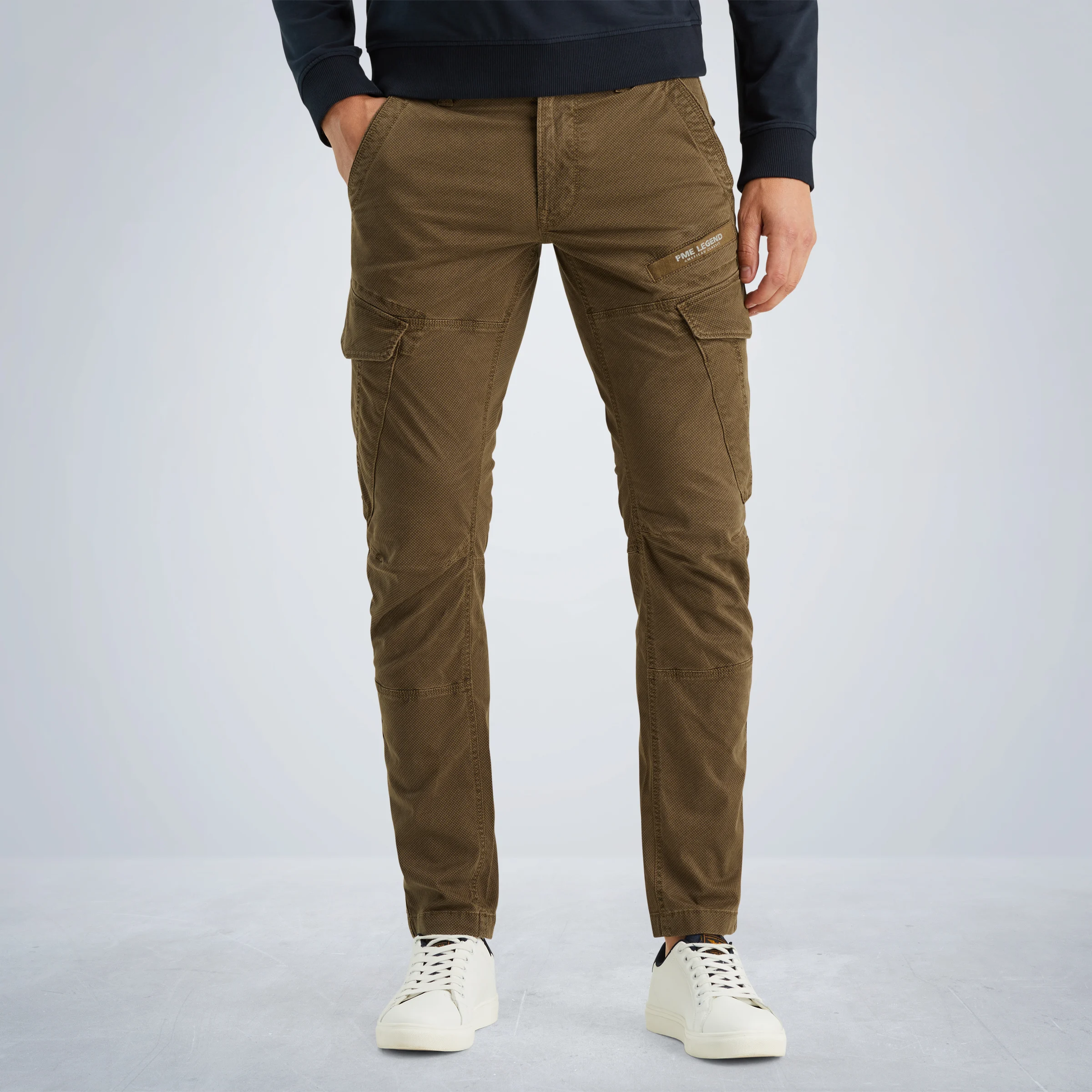Nordrop tapered fit cargo pants with print Brown