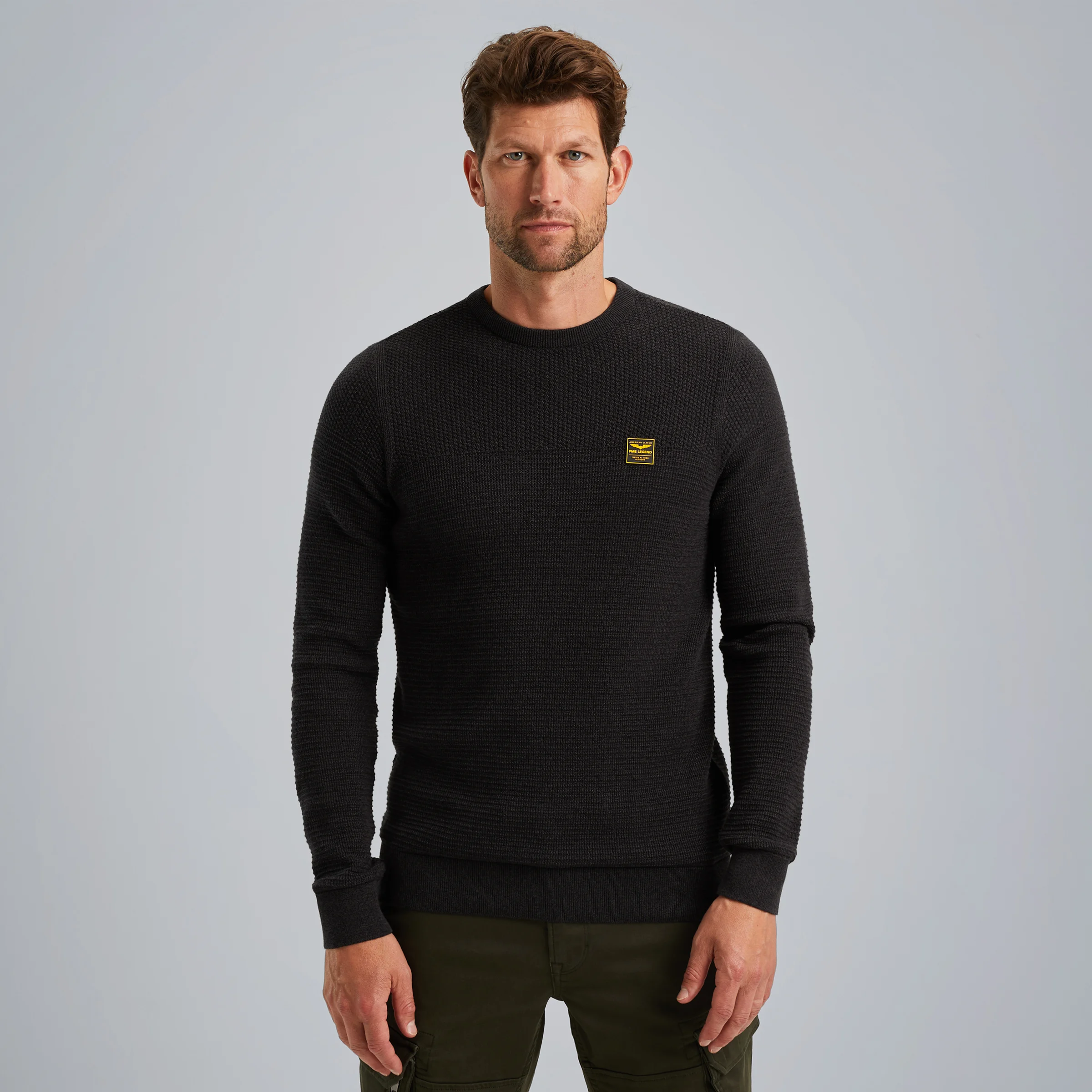 Pullover in mouliné cotton Black