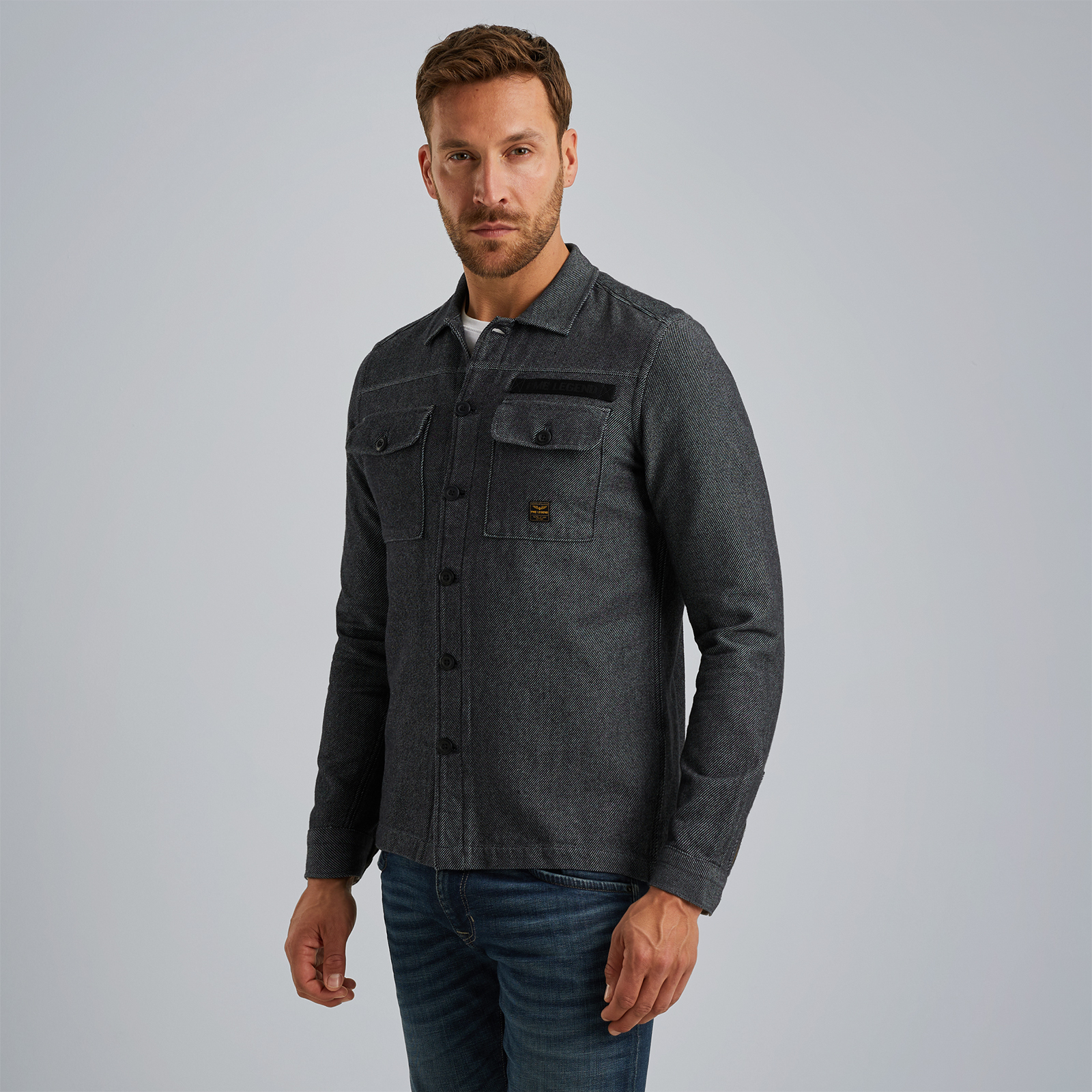 Shirt jacket in flannel twill Grey