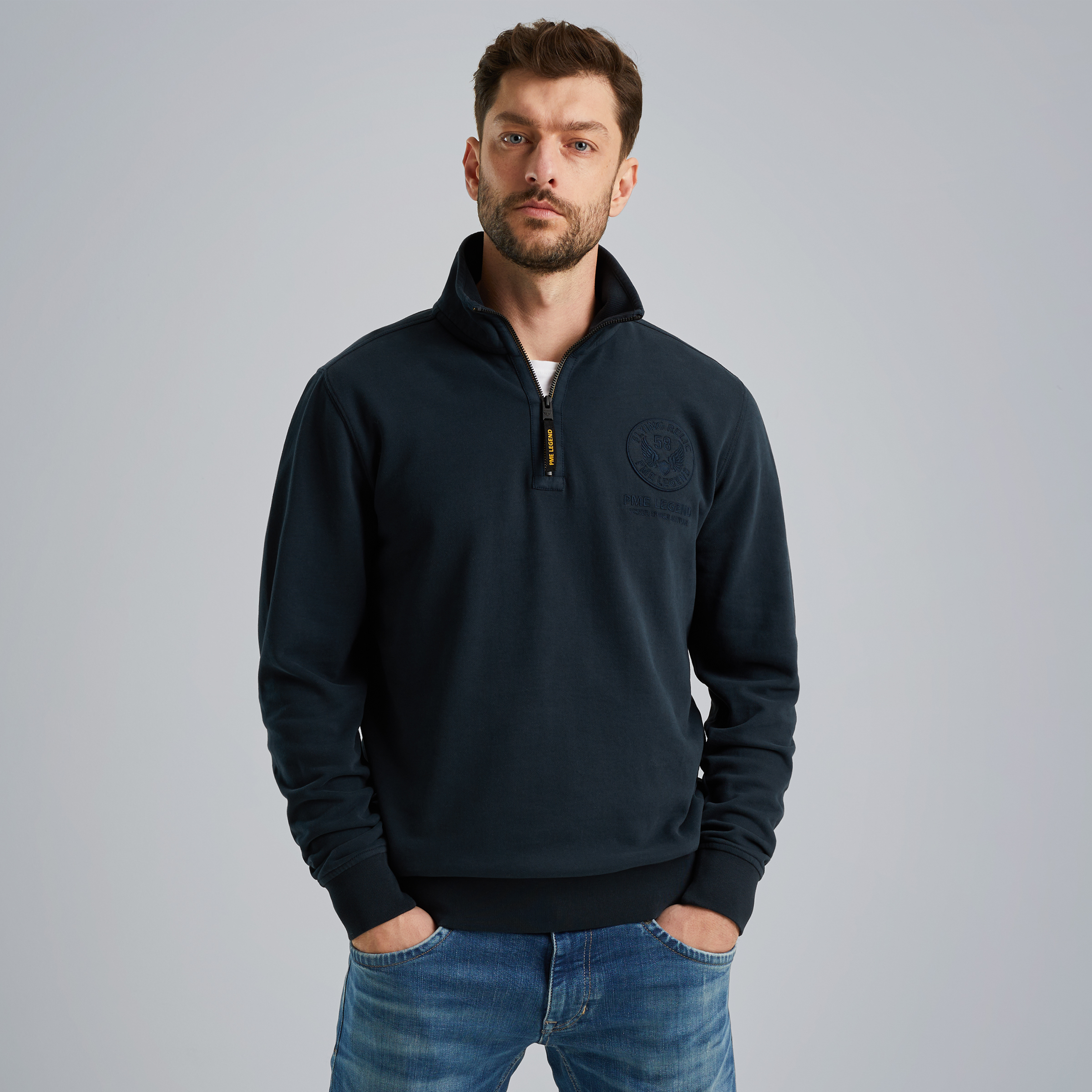 Sweatshirt with half zipper Blue