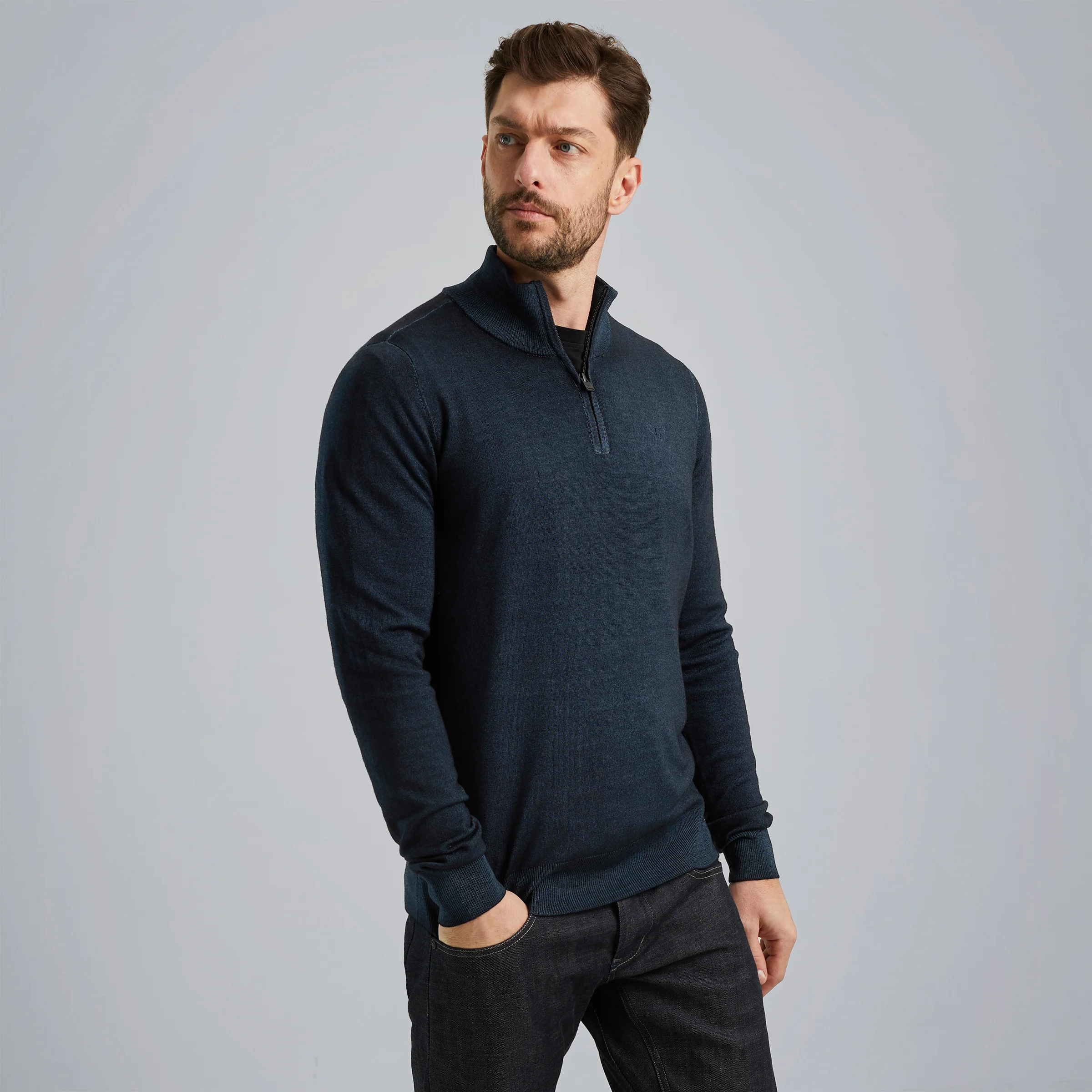 Pullover in 100% merino wool Blue