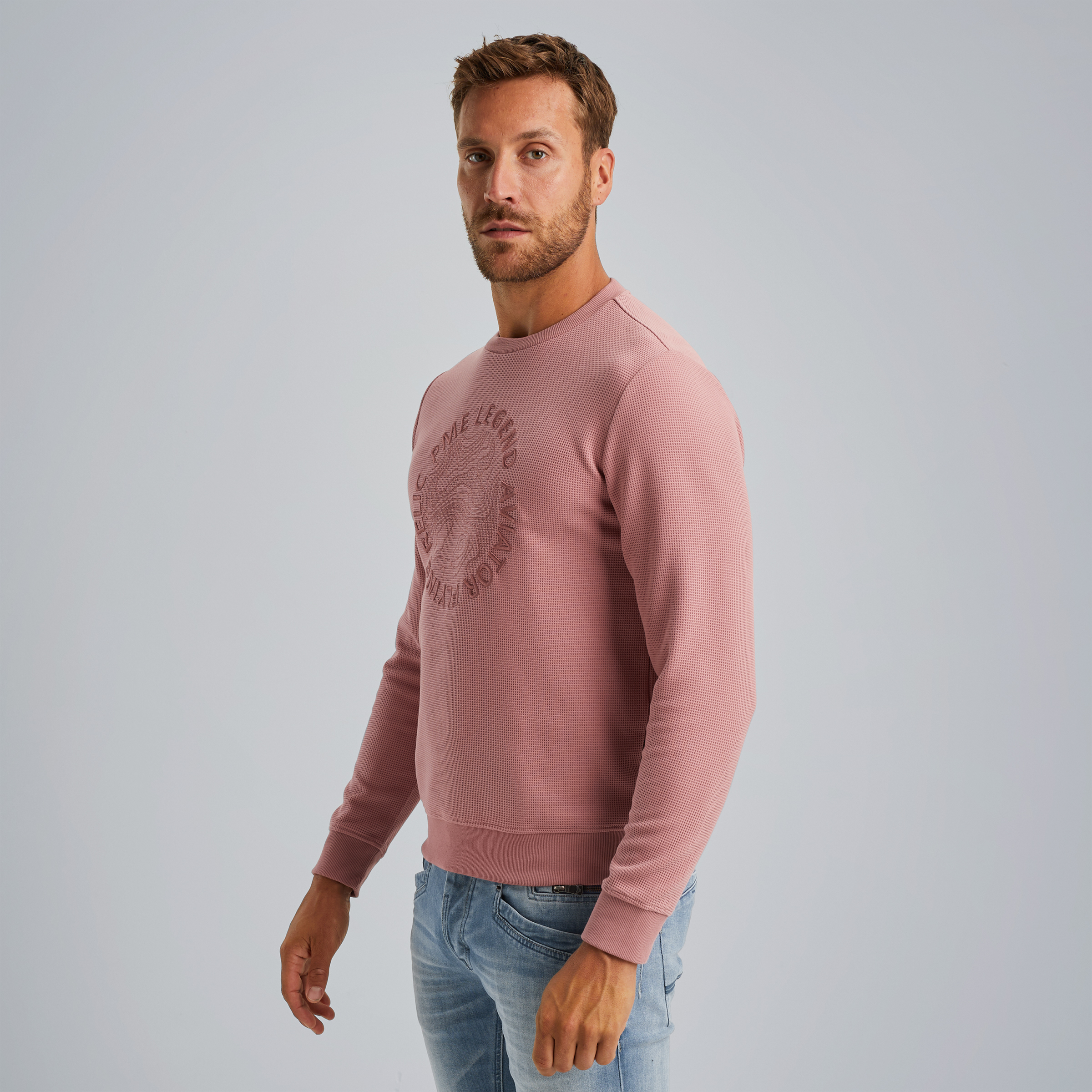 Sweatshirt with waffle structure Pink