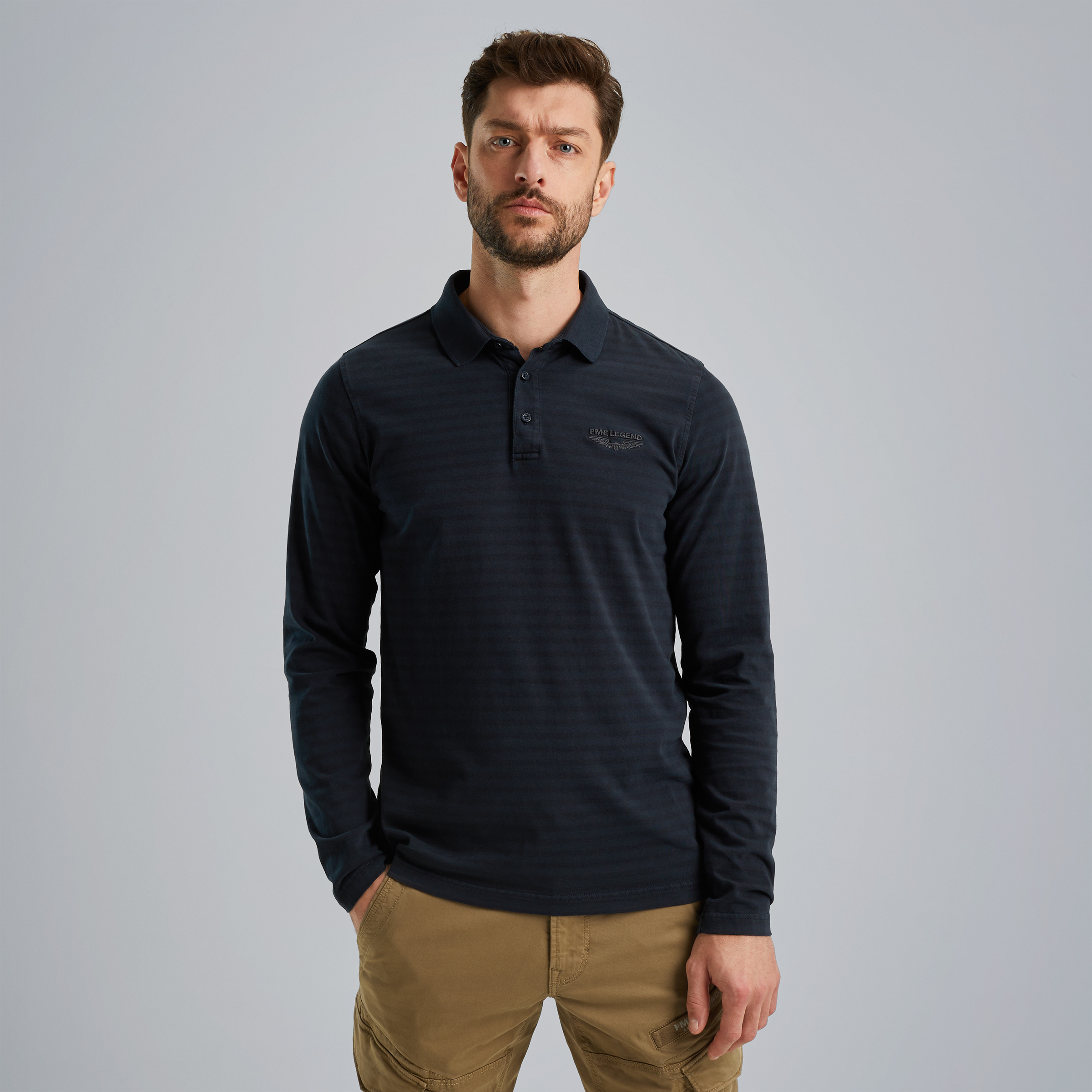 Polo shirt with long sleeves Blue