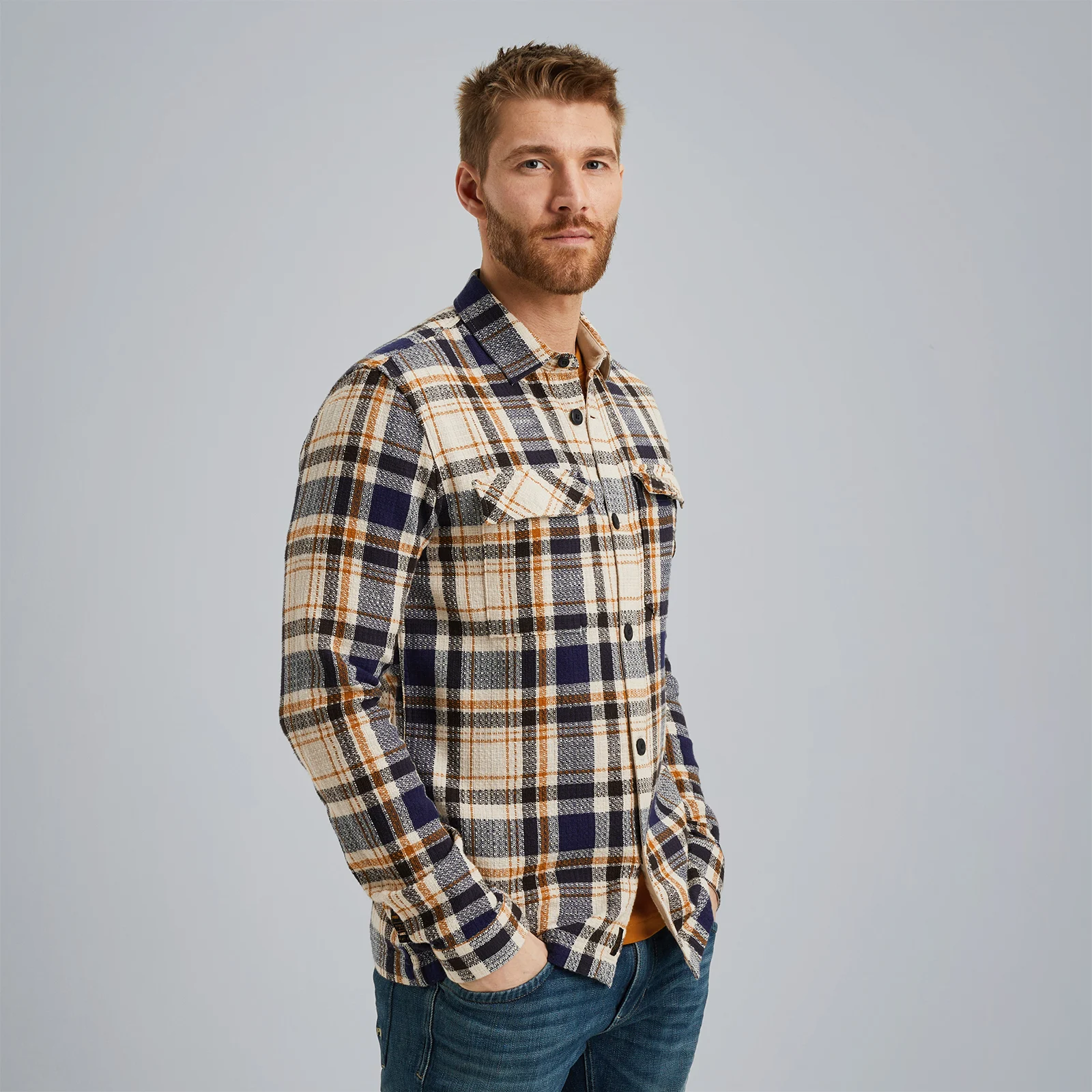 Shirt with check pattern Blue