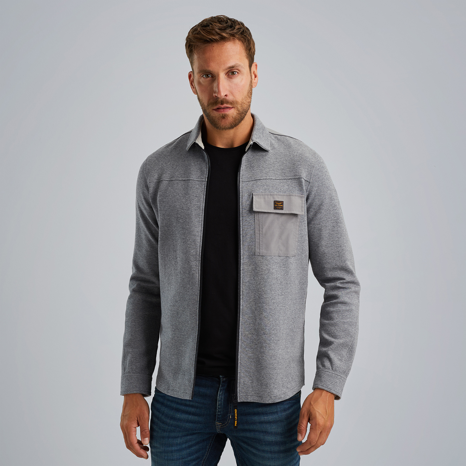 Shirt jacket with zipper Grey
