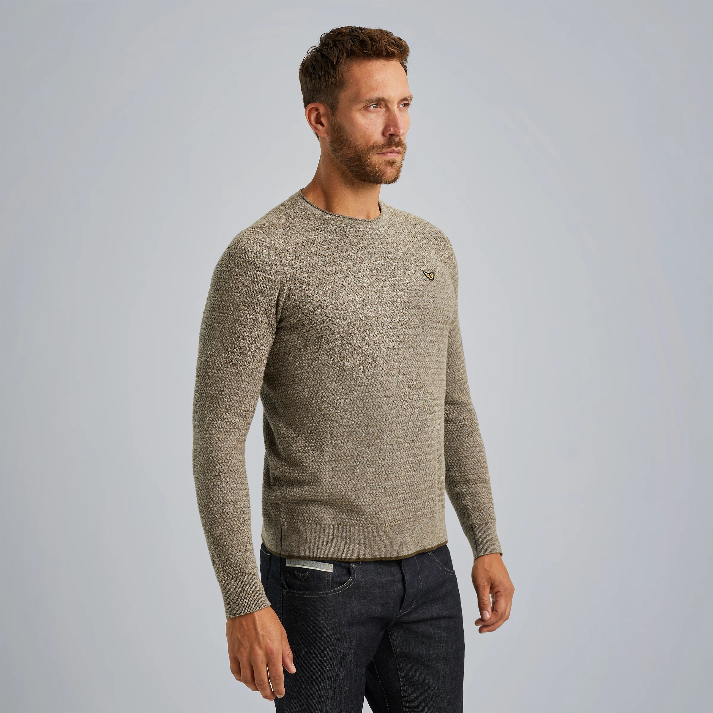 Pullover in mouliné cotton Green