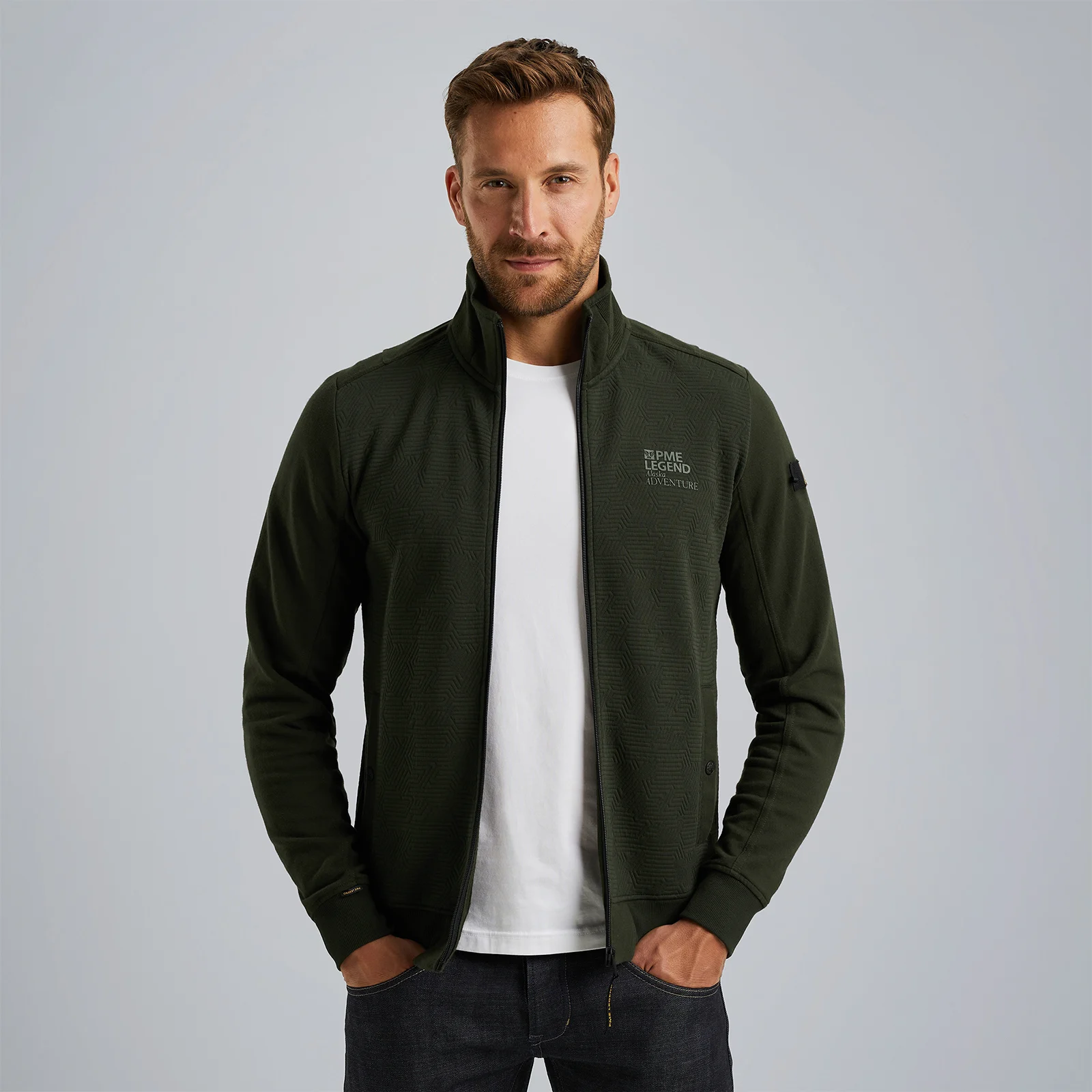 Sweat jacket with zipper Green