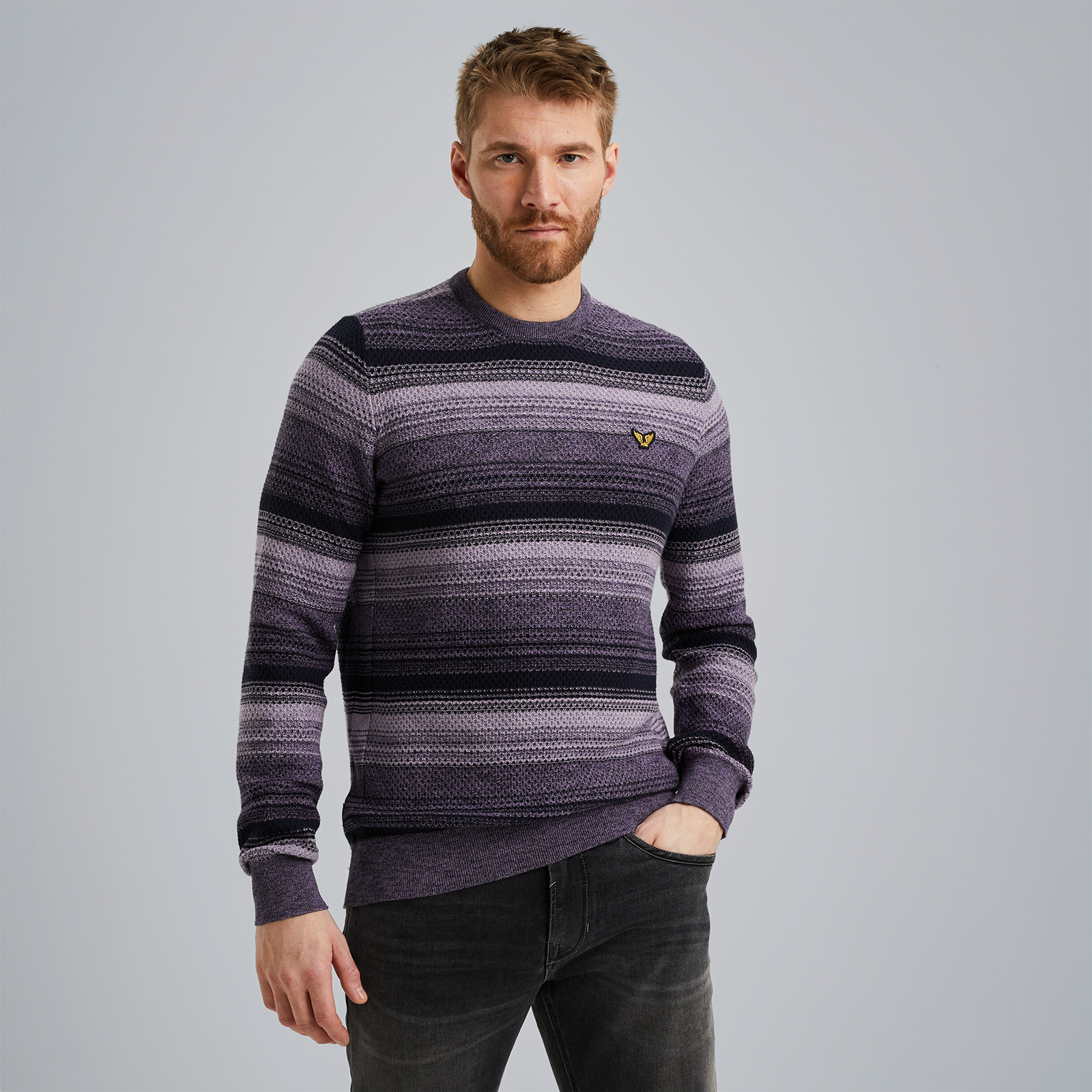 Pullover with stripe pattern Purple