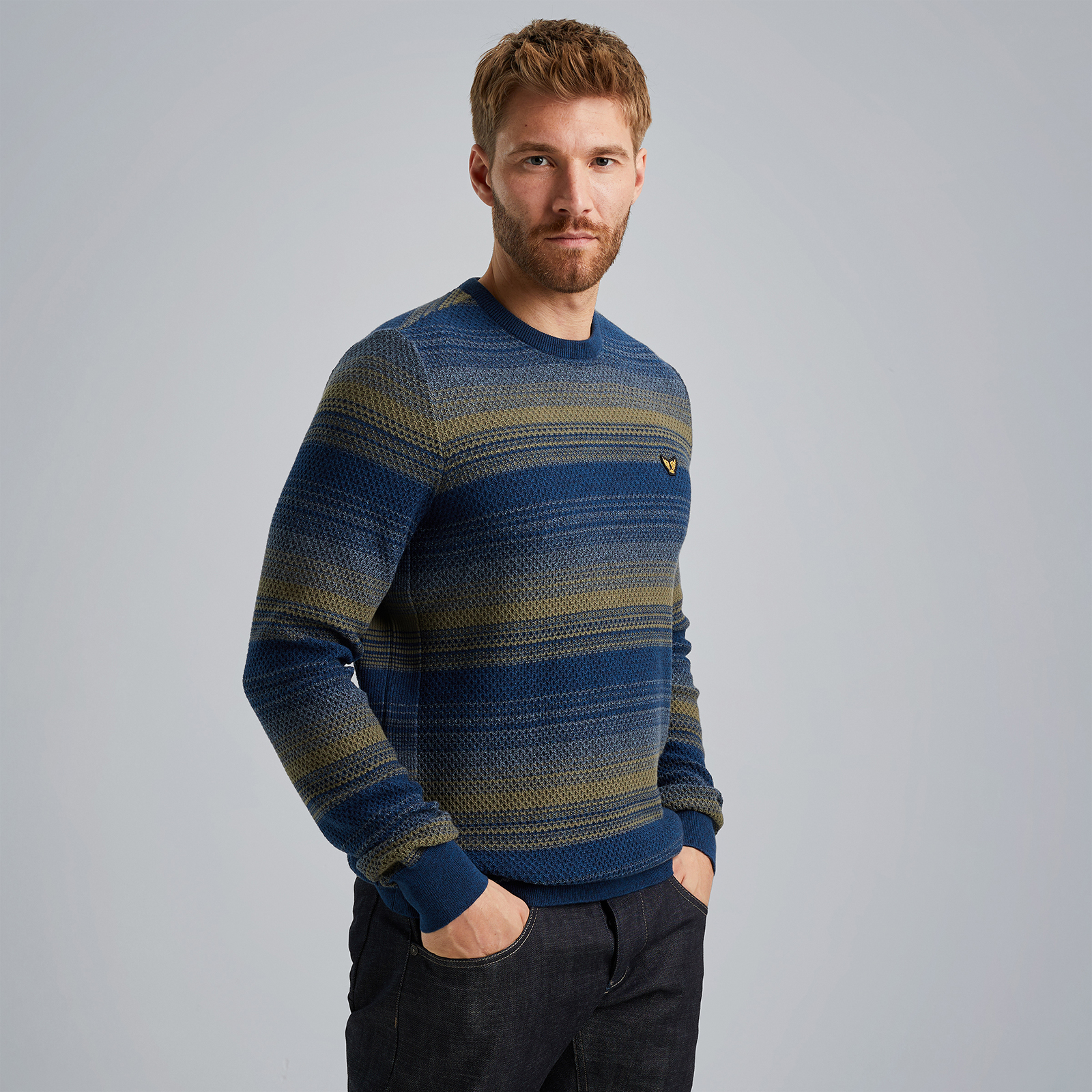 Pullover with stripe pattern Blue