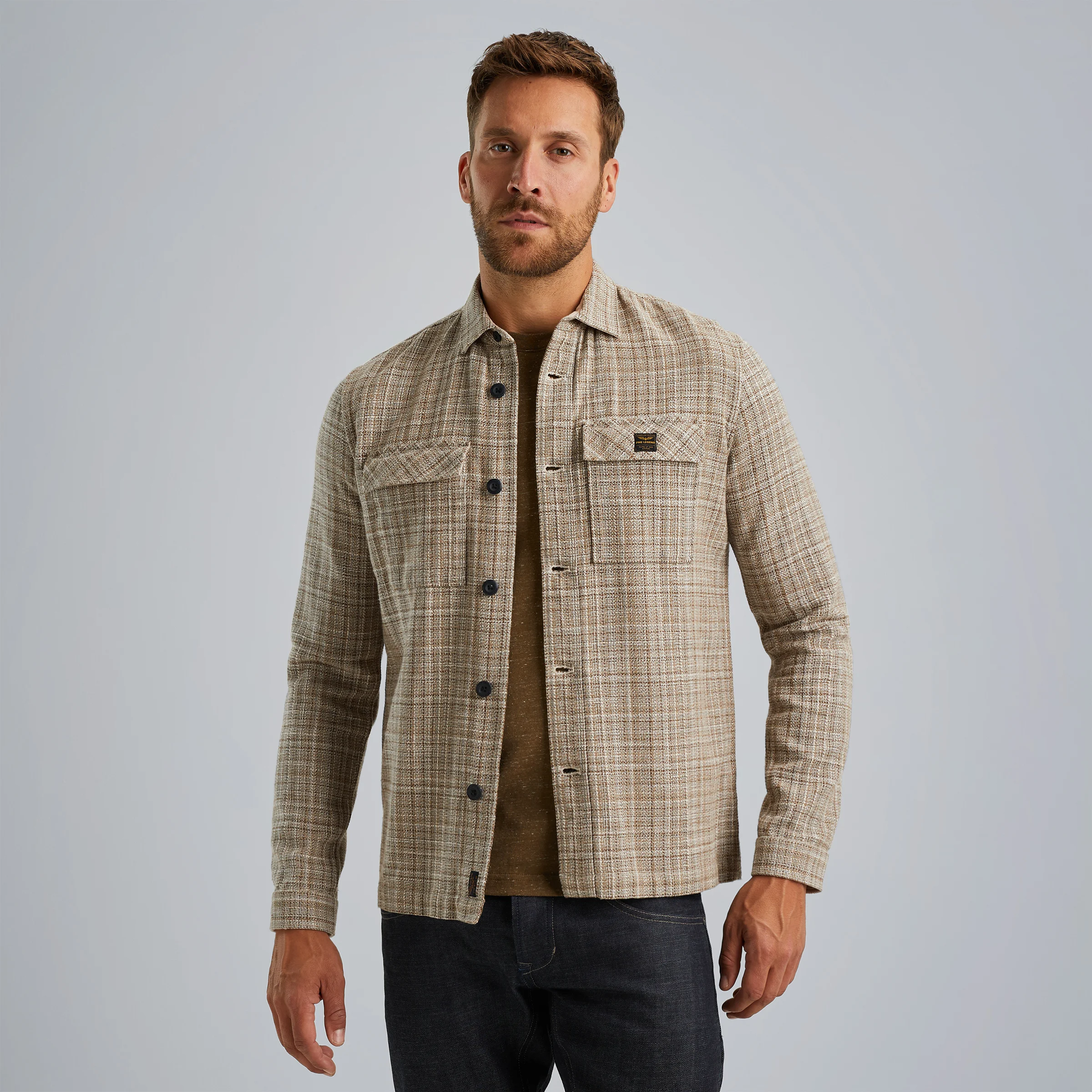 Shirt jacket in 100% cotton Green