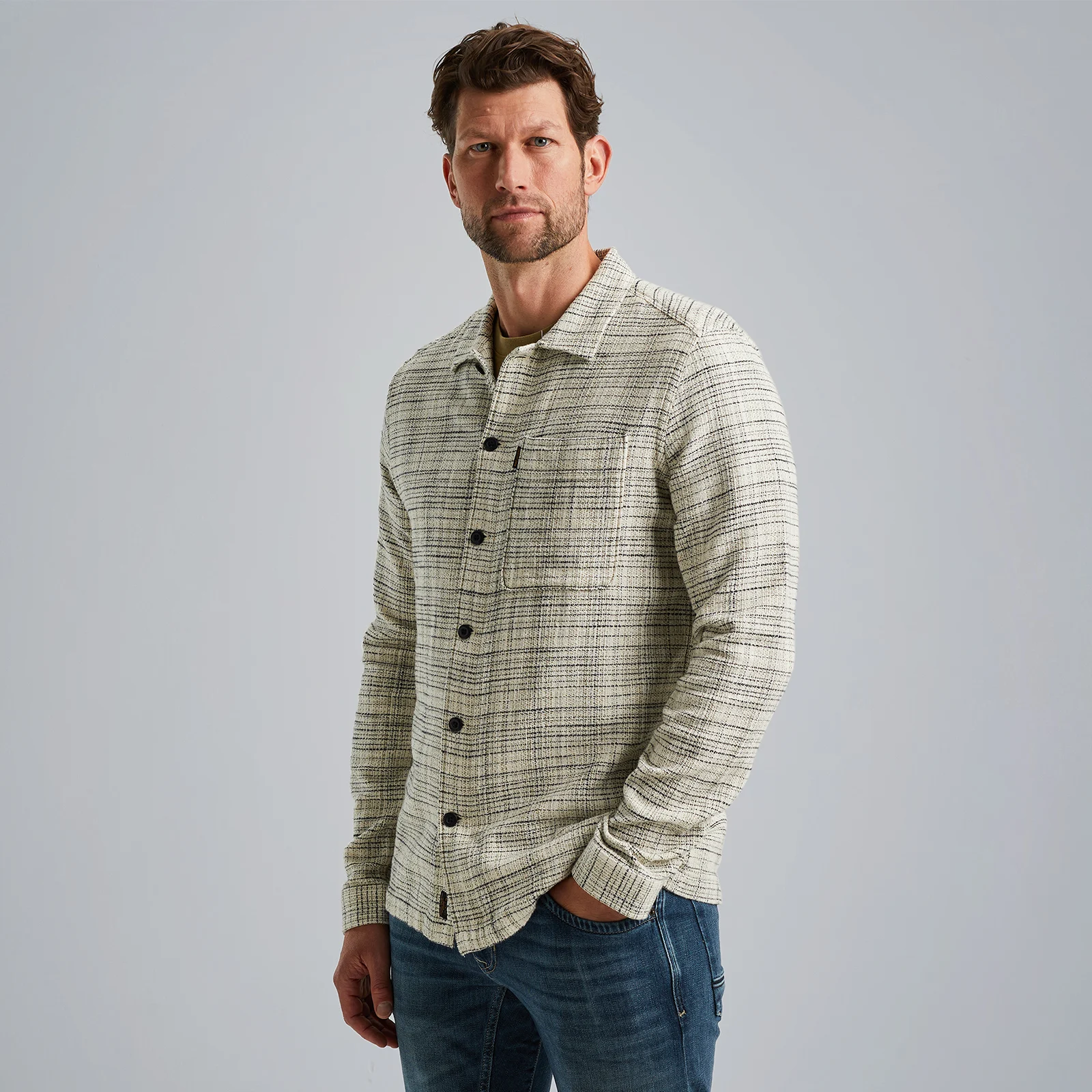 Shirt jacket with texture Beige