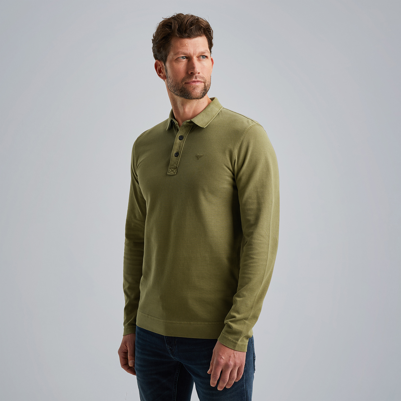 Polo shirt with long sleeves Green