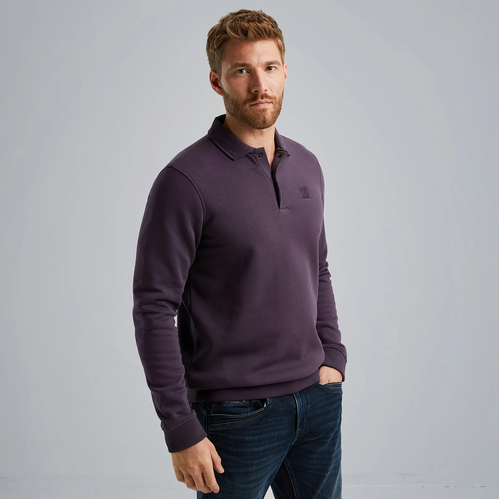 Sweatshirt with polo collar Purple
