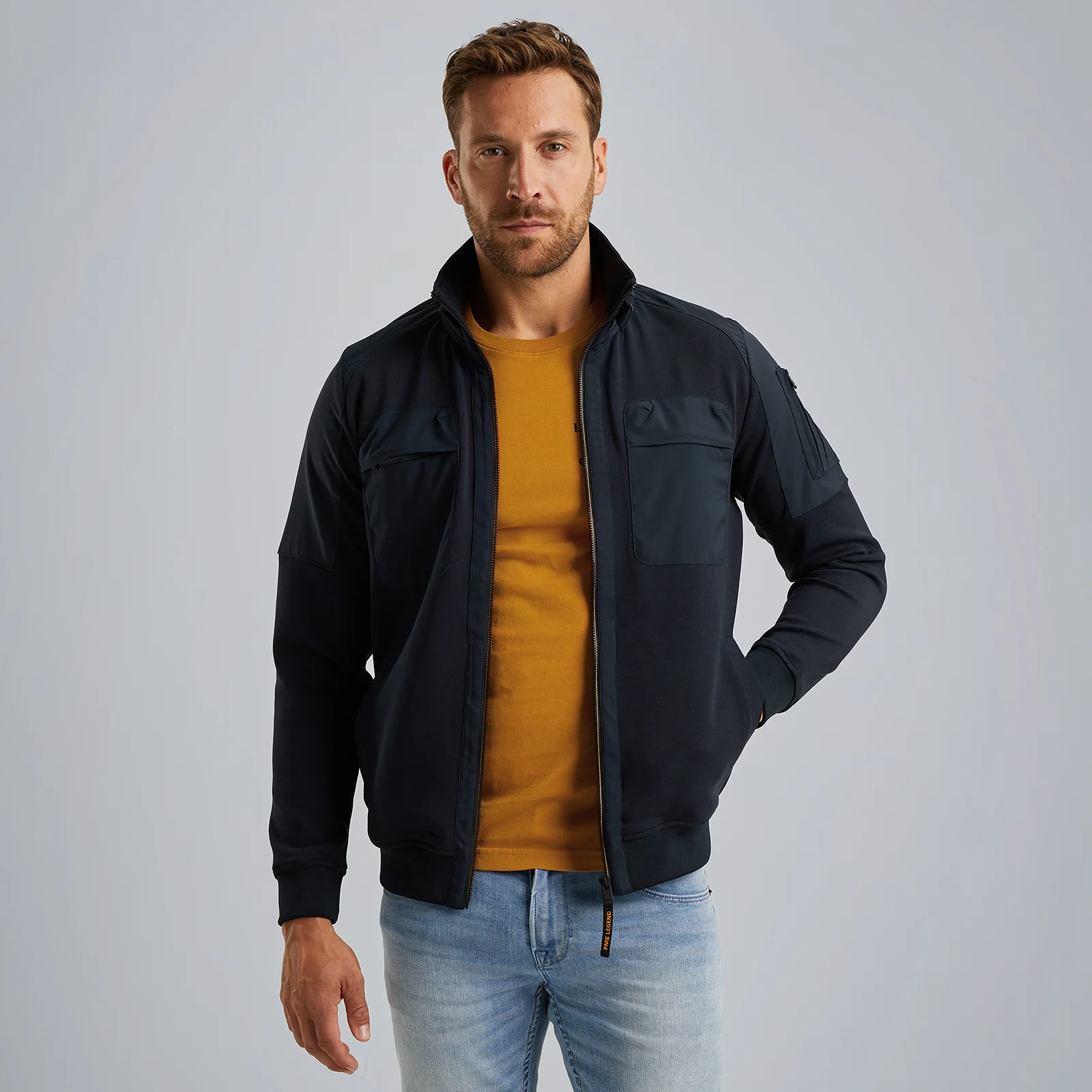 Hybrid jacket in a material mix Blue