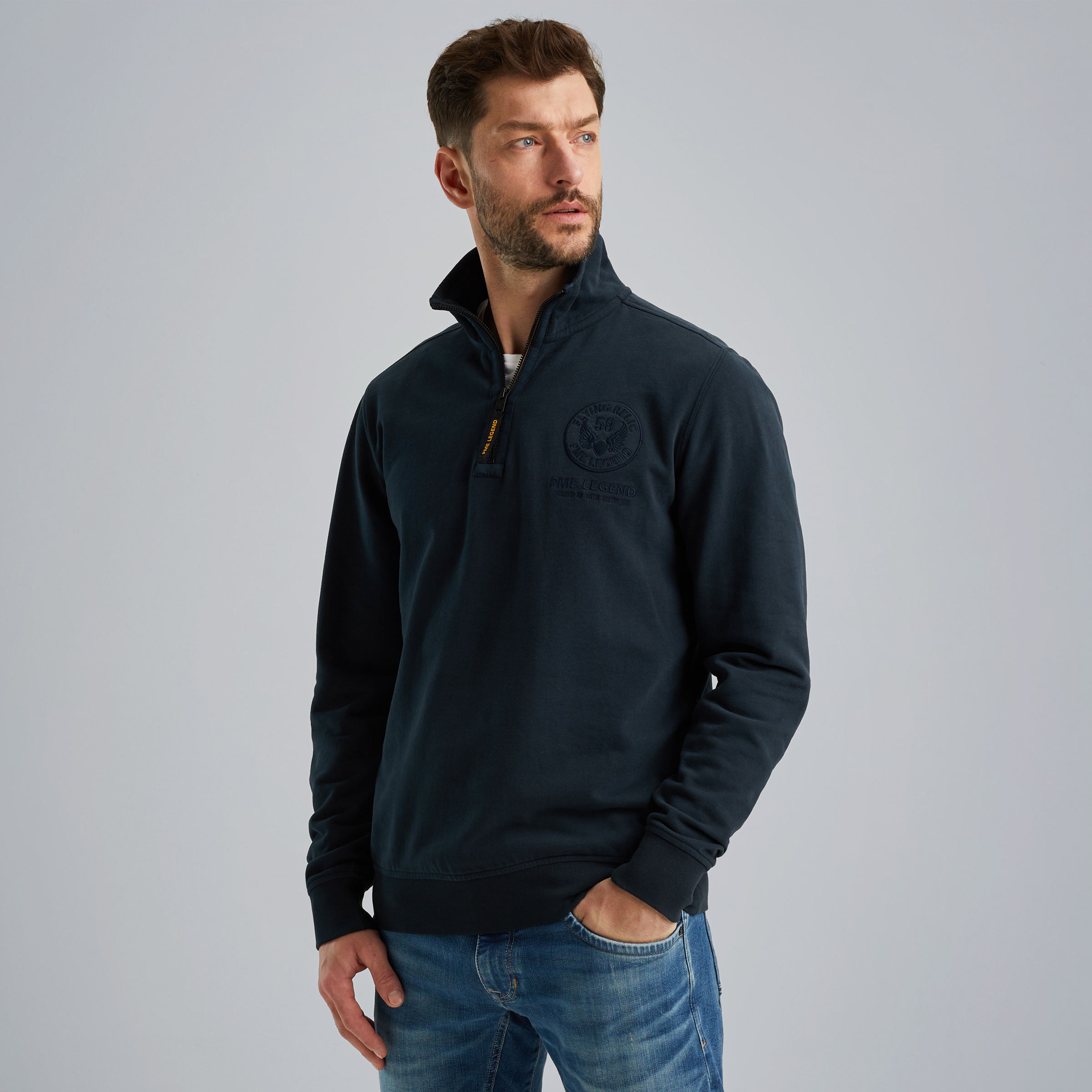 Sweatshirt with half zipper Blue