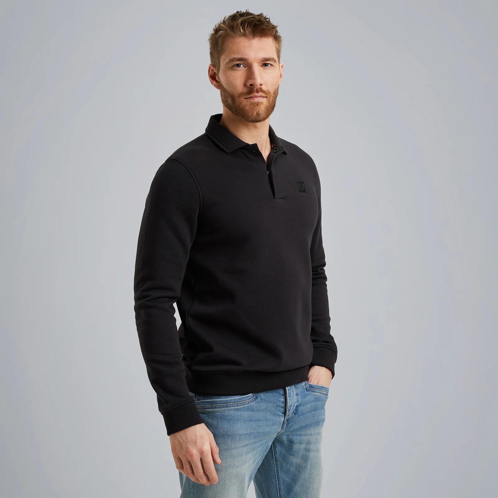 Sweatshirt with polo collar Grey