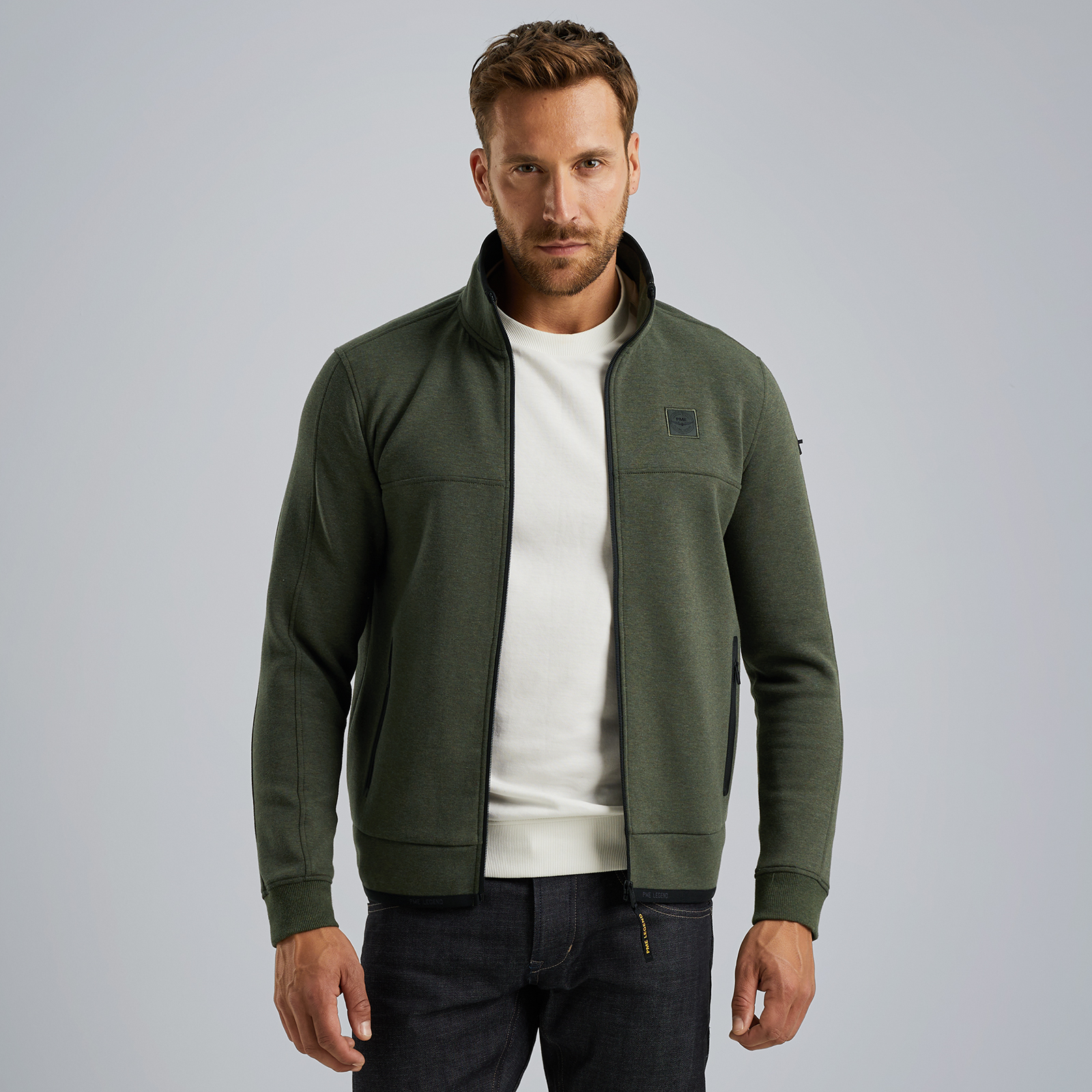 Sweat jacket with zipper Green